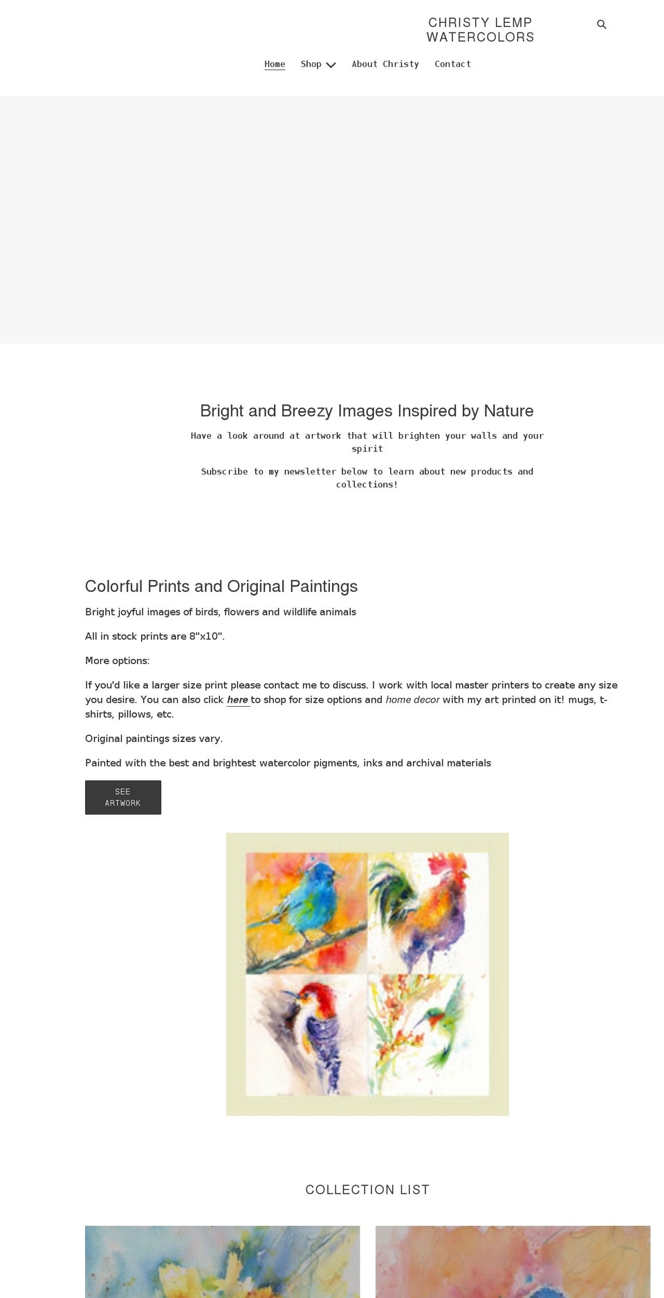 christylempwatercolors.com shopify website screenshot