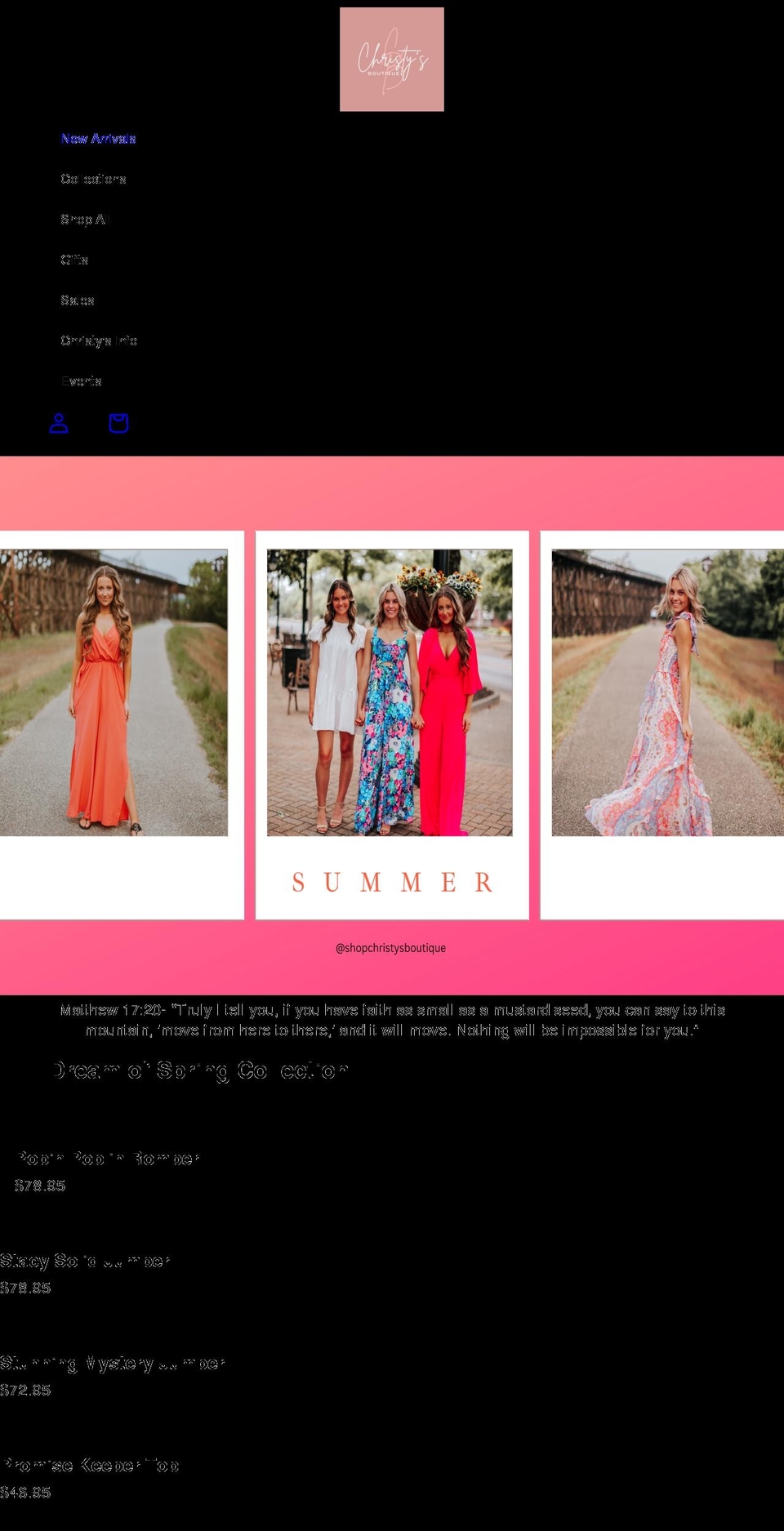 christysboutique.co shopify website screenshot