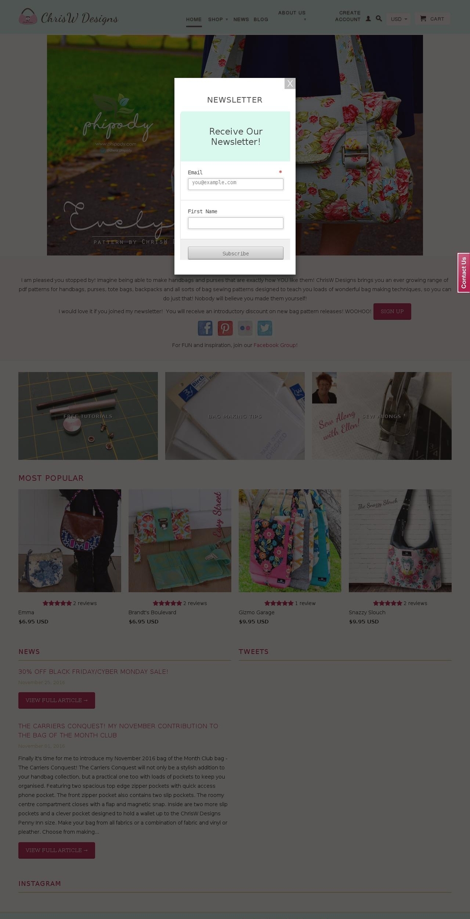 chriswdesigns.com shopify website screenshot