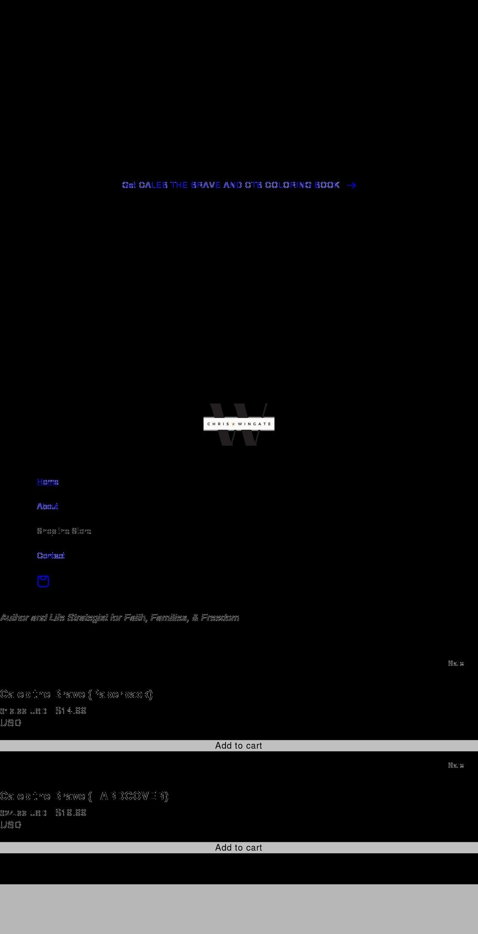 chriswingate.com shopify website screenshot