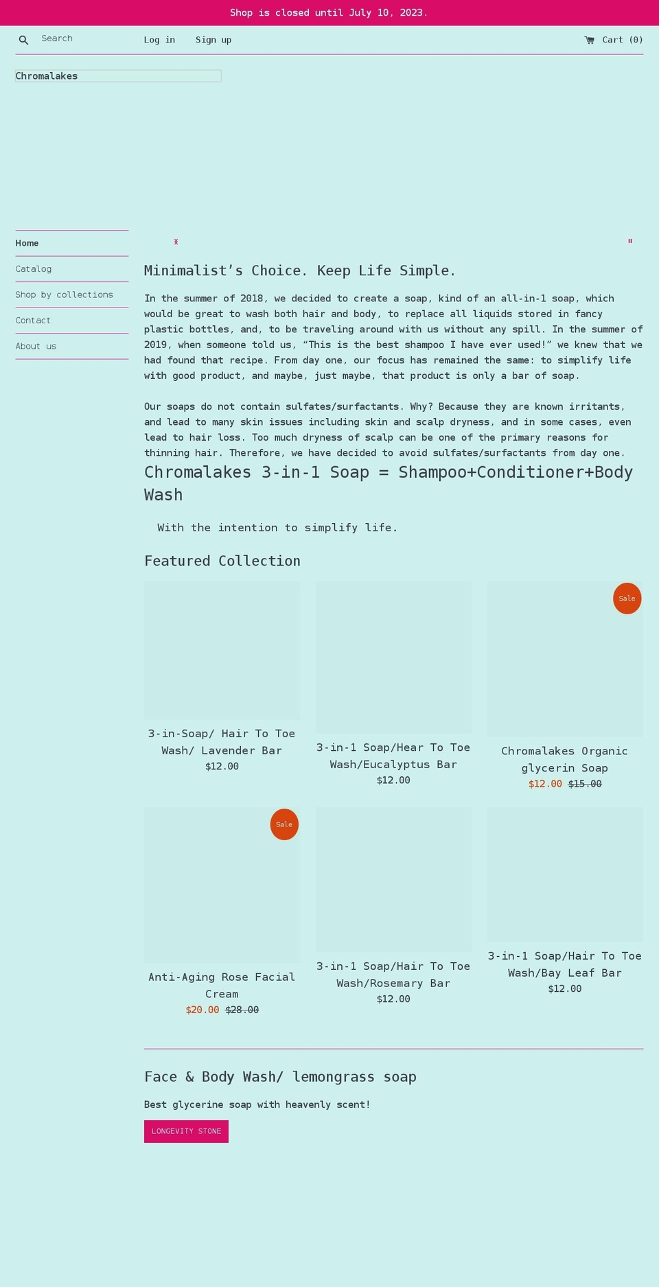 chromalakes.com shopify website screenshot