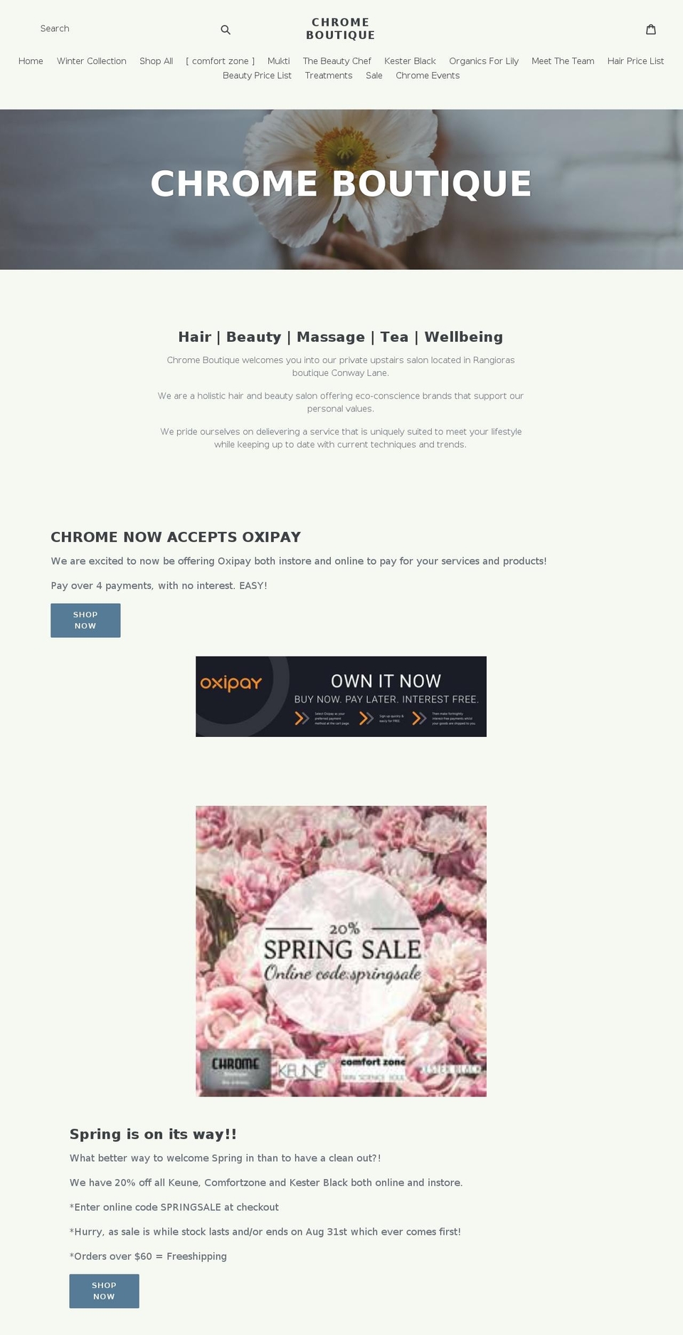 chromehairboutique.com — Shopify storefront screenshot