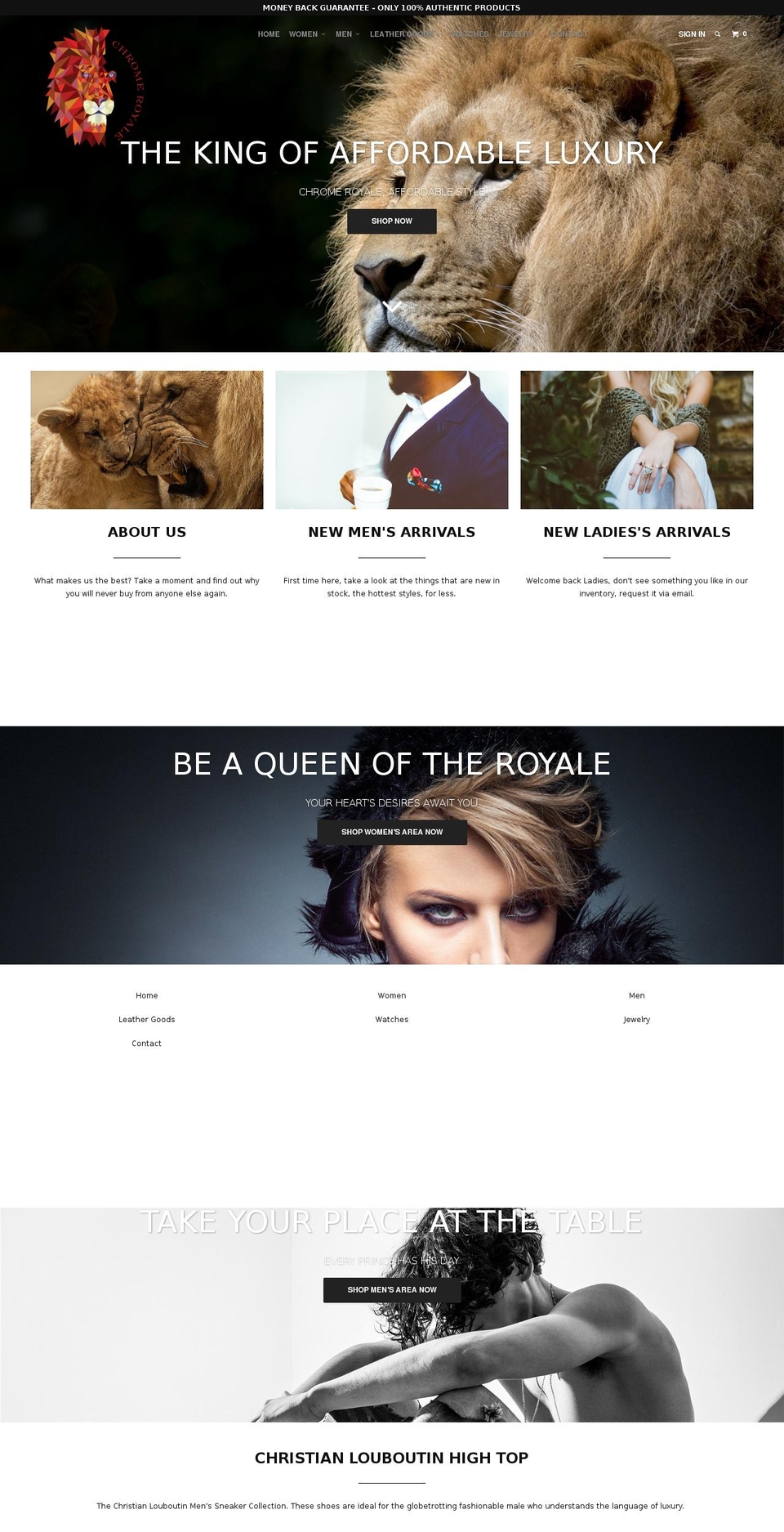 chromeroyale.com shopify website screenshot