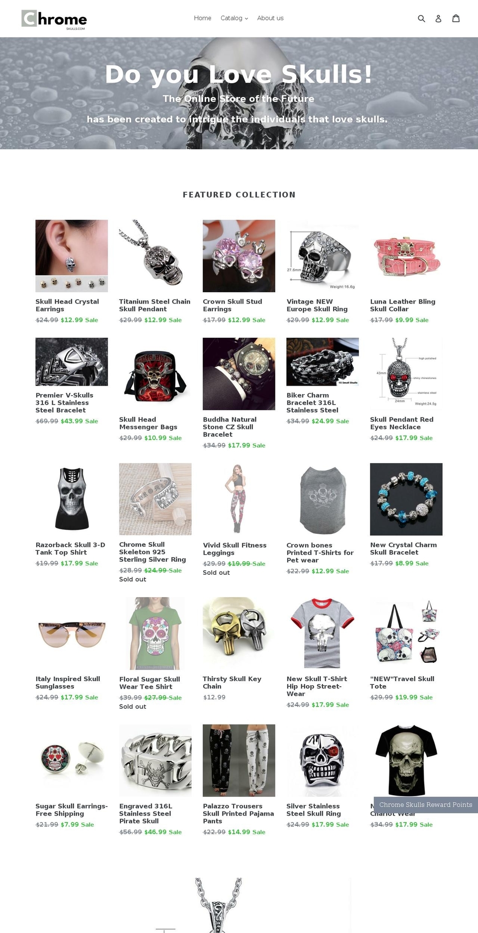 chromeskulls.com — Shopify storefront screenshot