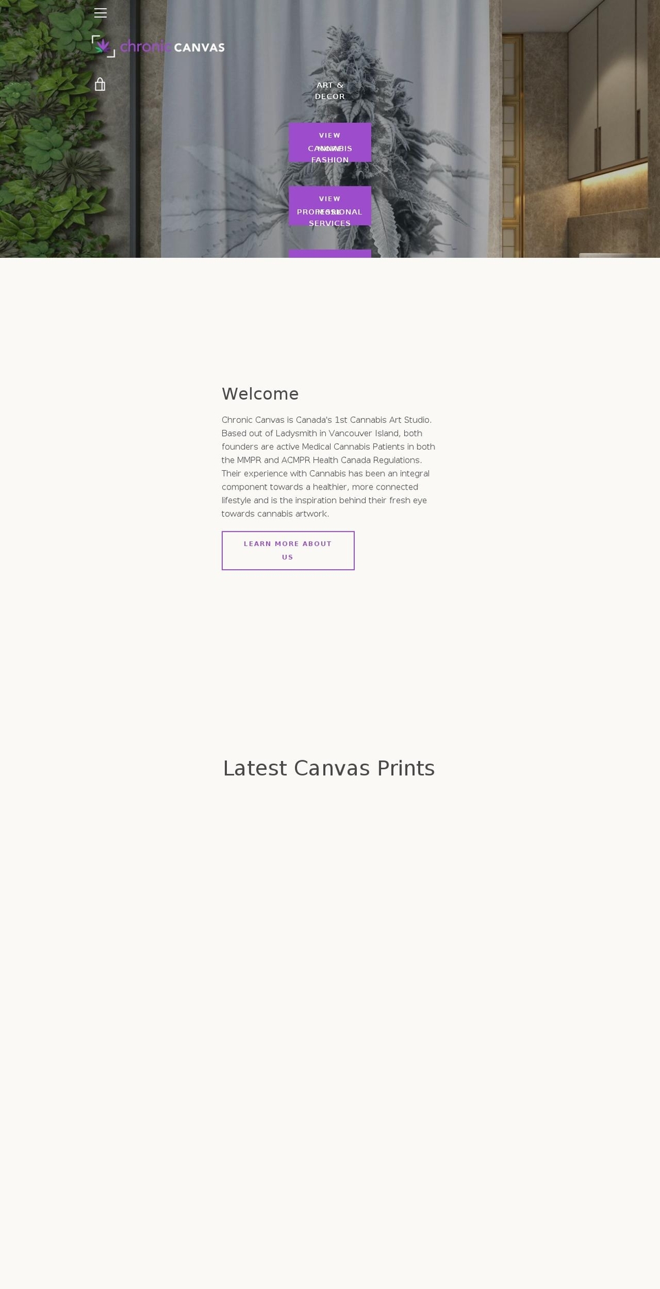 chroniccanvas.ca shopify website screenshot