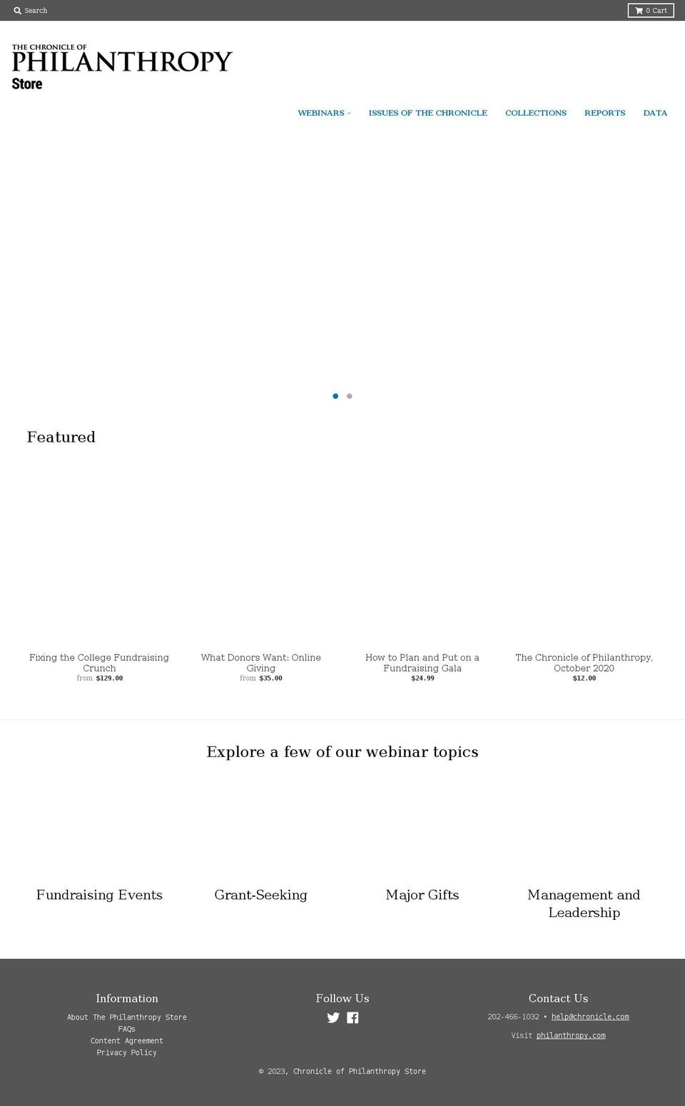 chronicle-philanthropy-store.myshopify.com — Shopify storefront screenshot