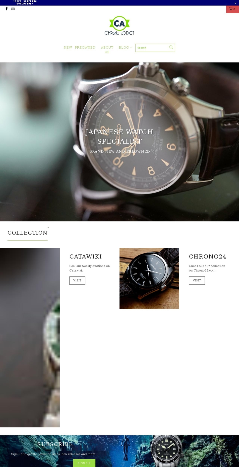 chrono-addict.com shopify website screenshot