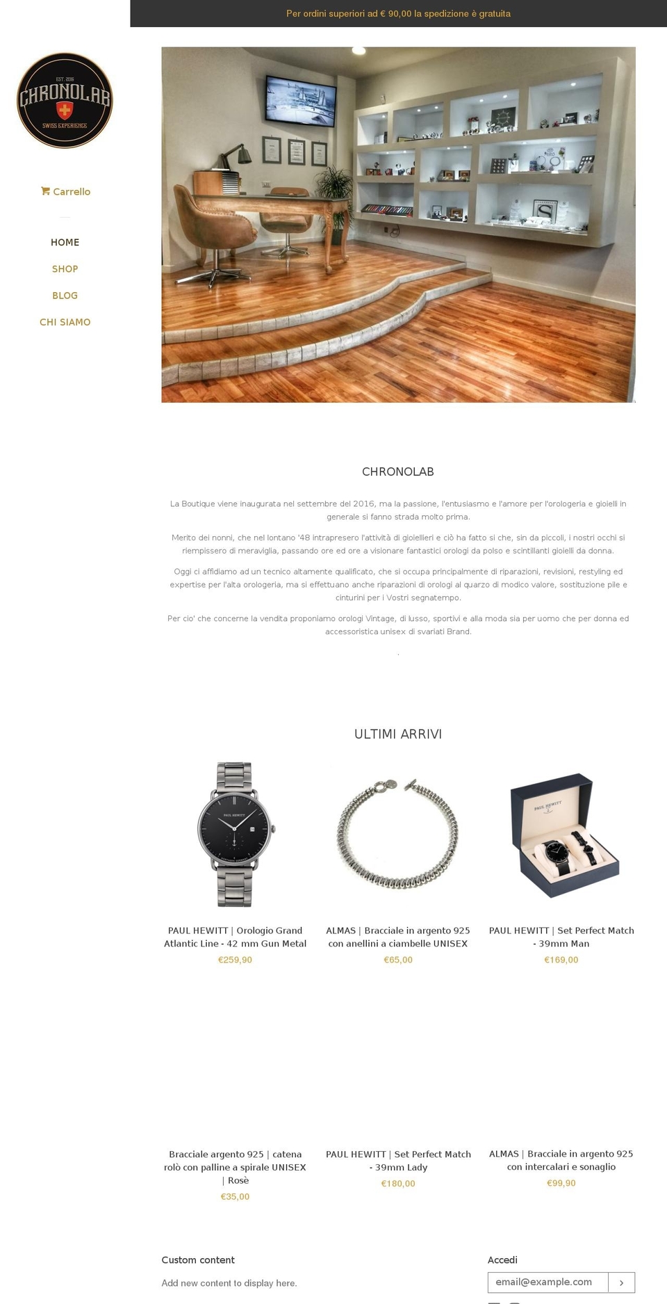 chronolab.it shopify website screenshot