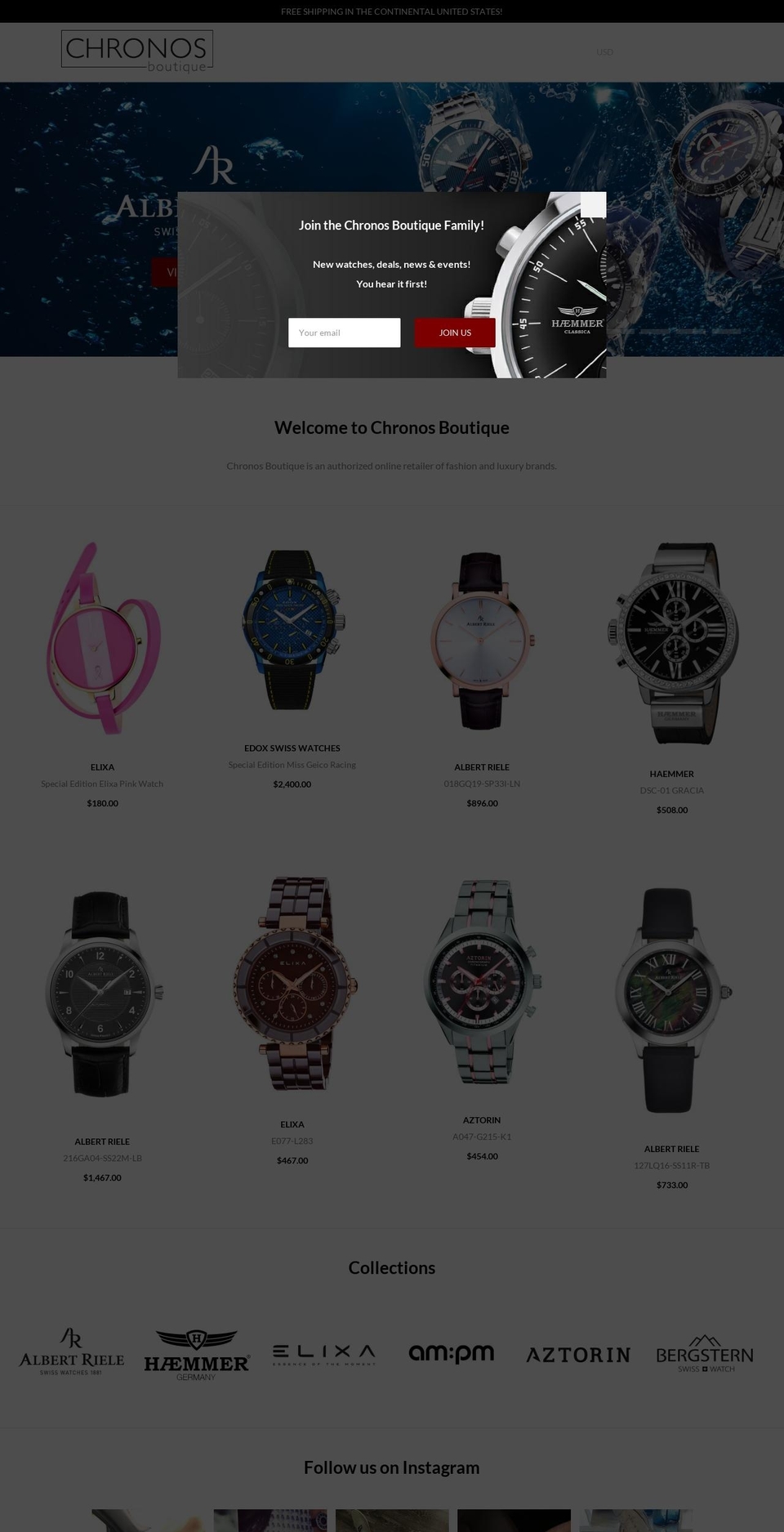 chronosboutique.com shopify website screenshot