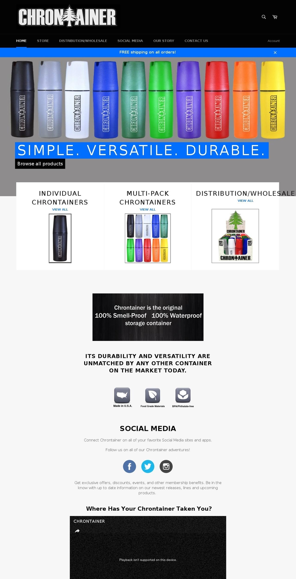 chrontainment.com shopify website screenshot