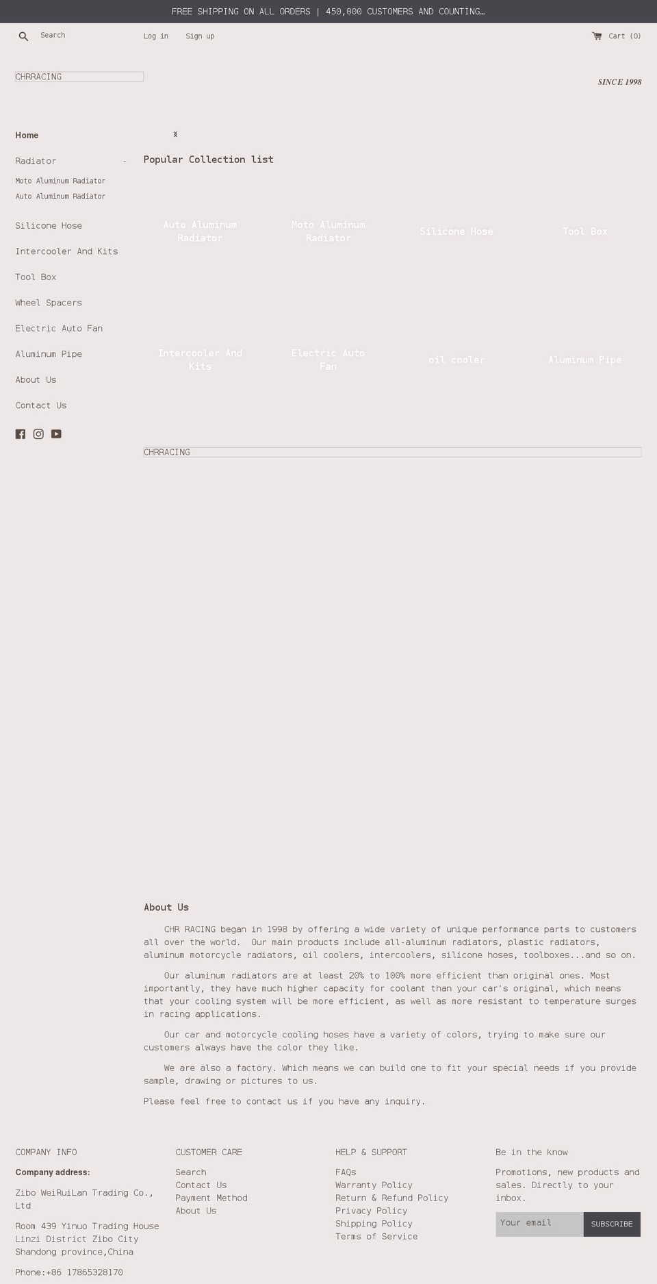 chrracing.com shopify website screenshot