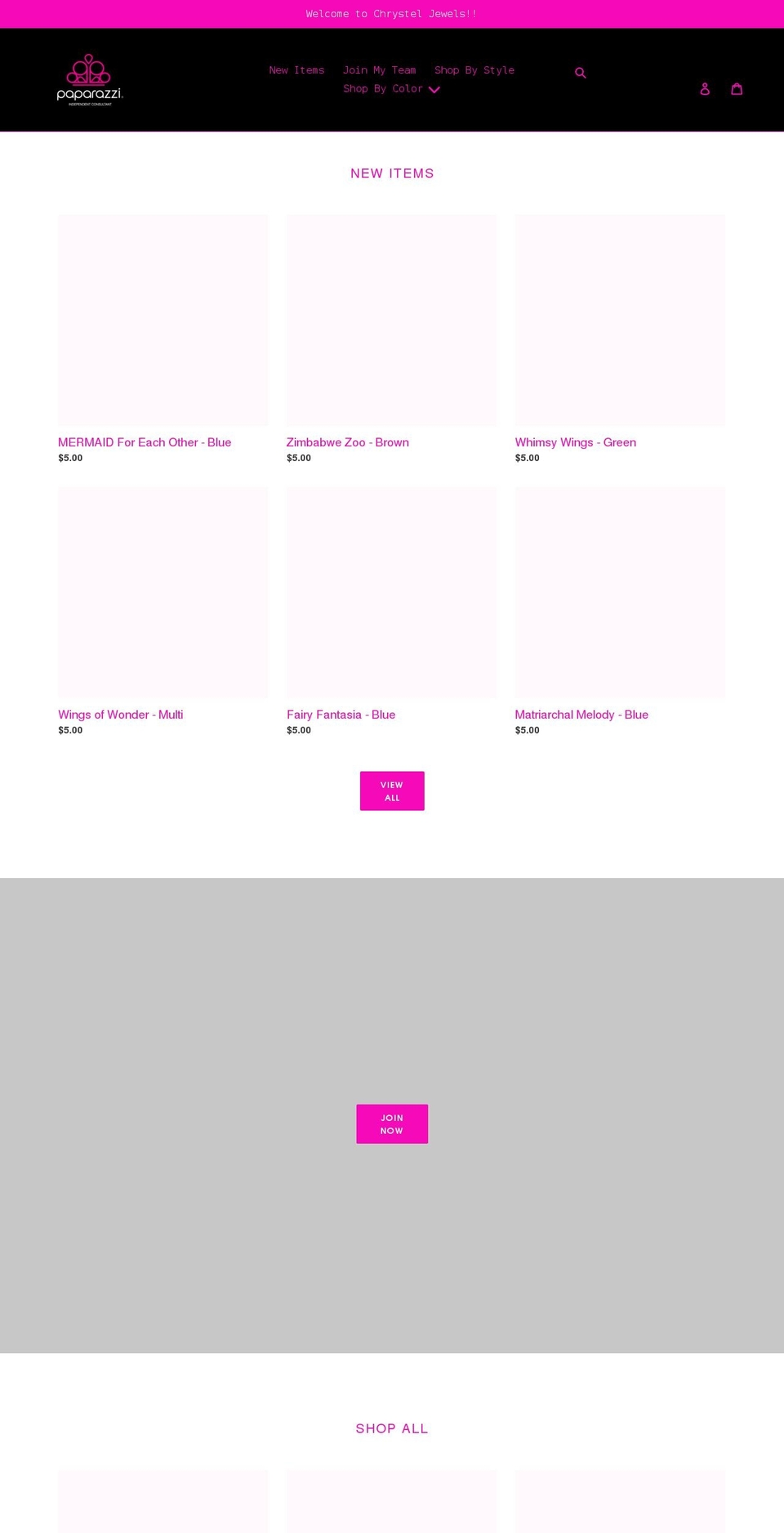 chrysteljewels.com shopify website screenshot