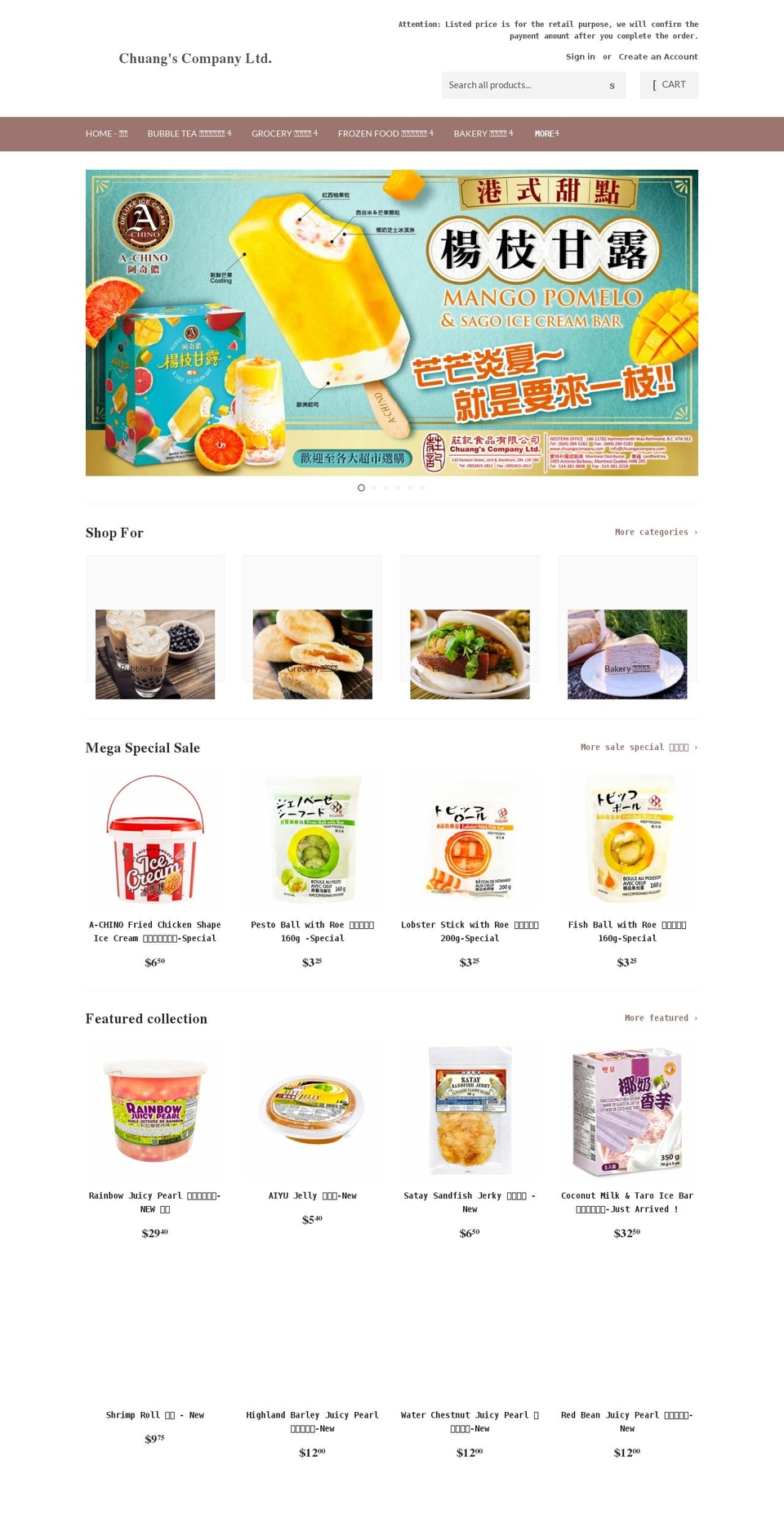 chuangscompany.ca shopify website screenshot