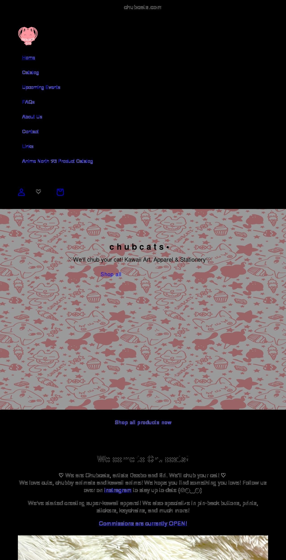 chubcats.com shopify website screenshot