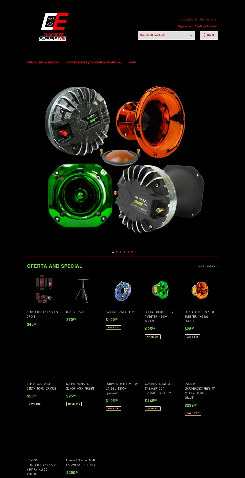 chucheroexpress.com shopify website screenshot