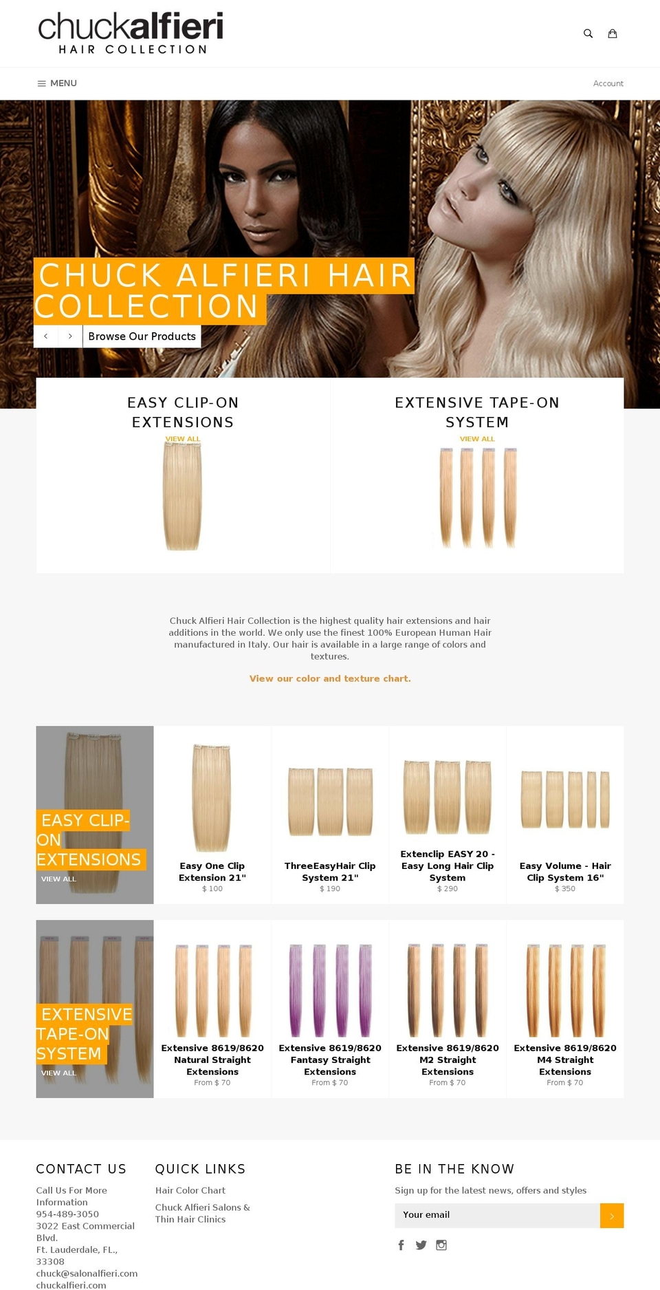 chuckalfierihaircollection.com shopify website screenshot