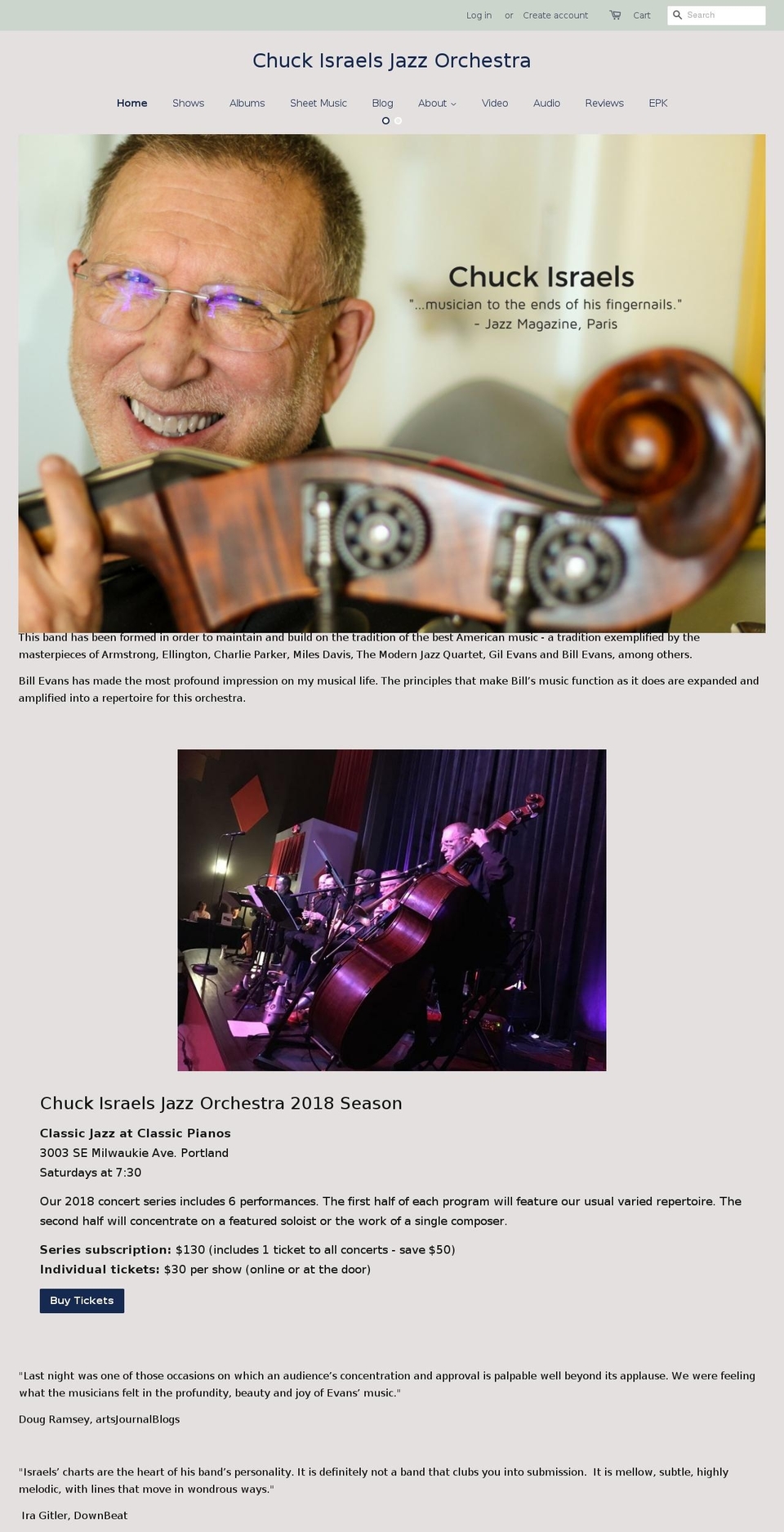 chuckisraelsjazz.com shopify website screenshot