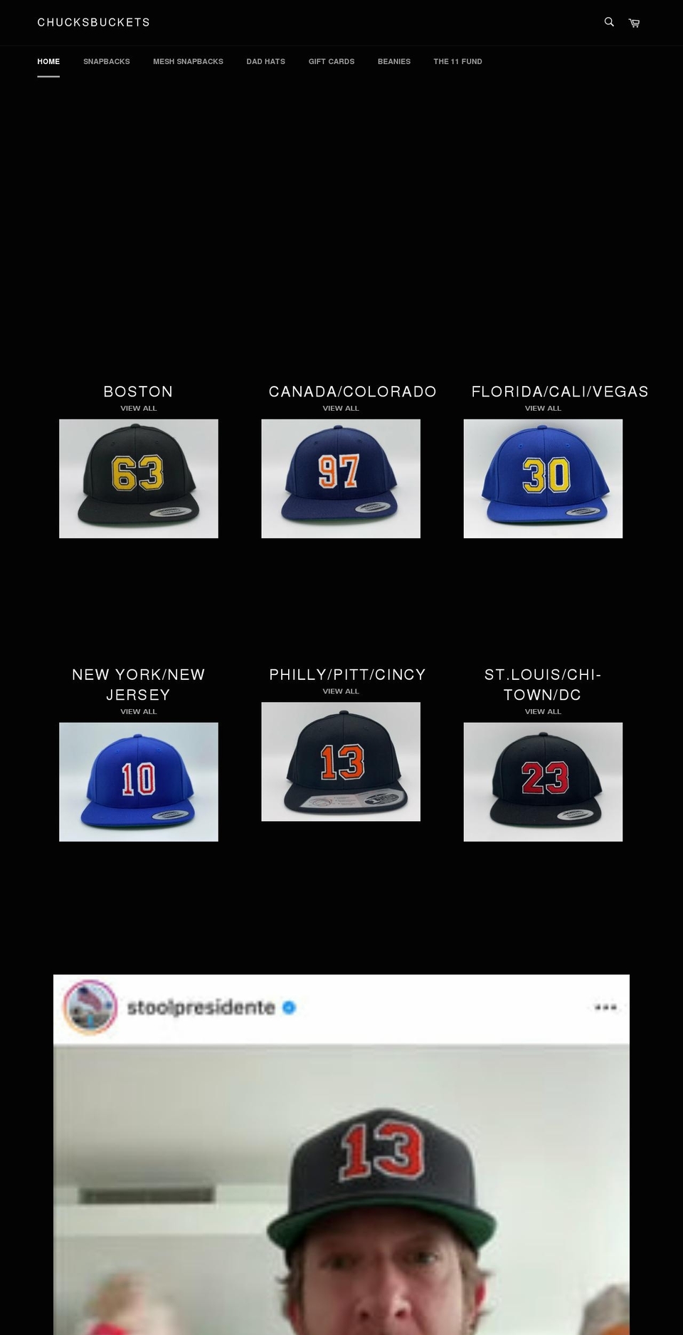 chucksbuckets.com shopify website screenshot