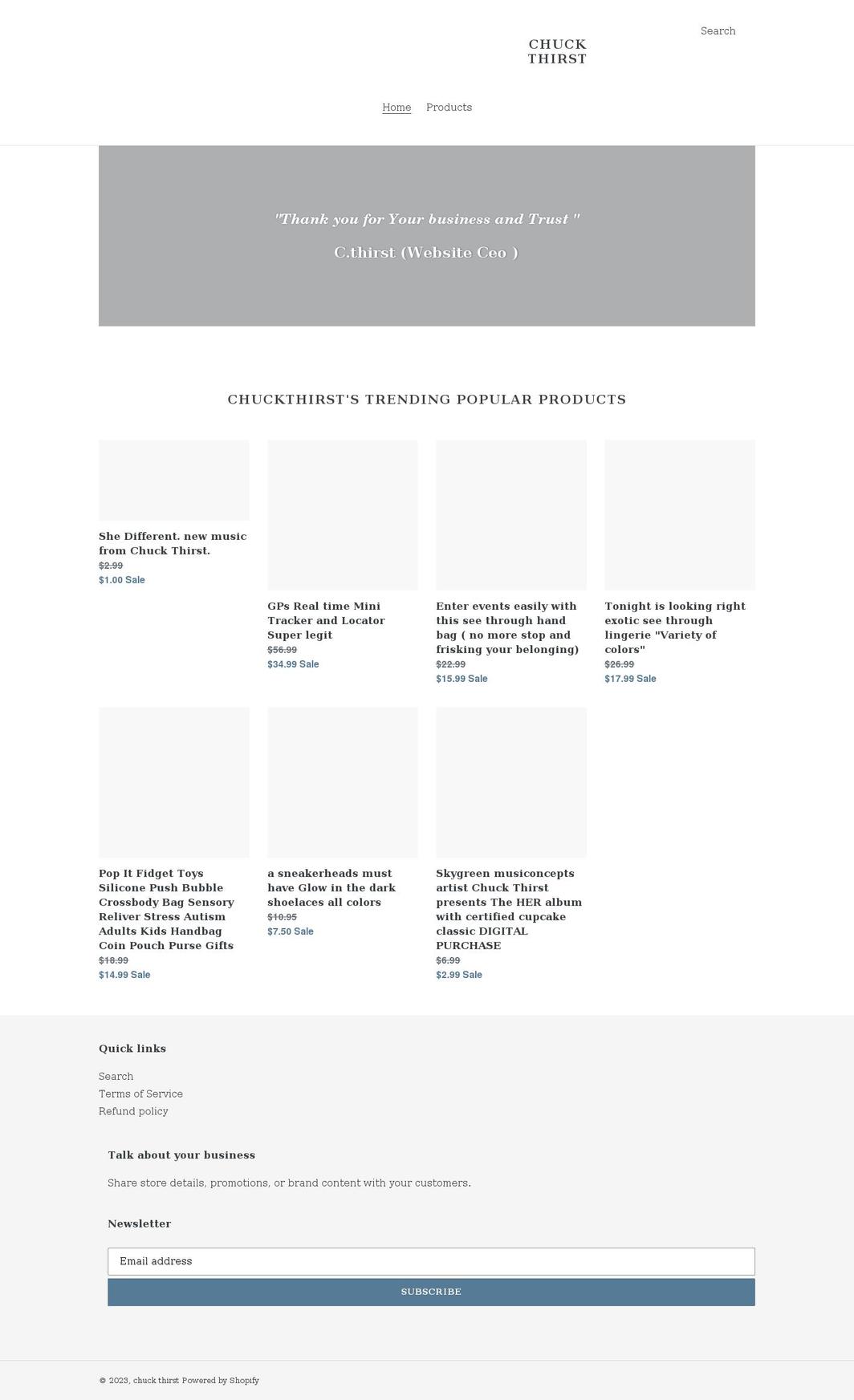 chuckthirst.com shopify website screenshot