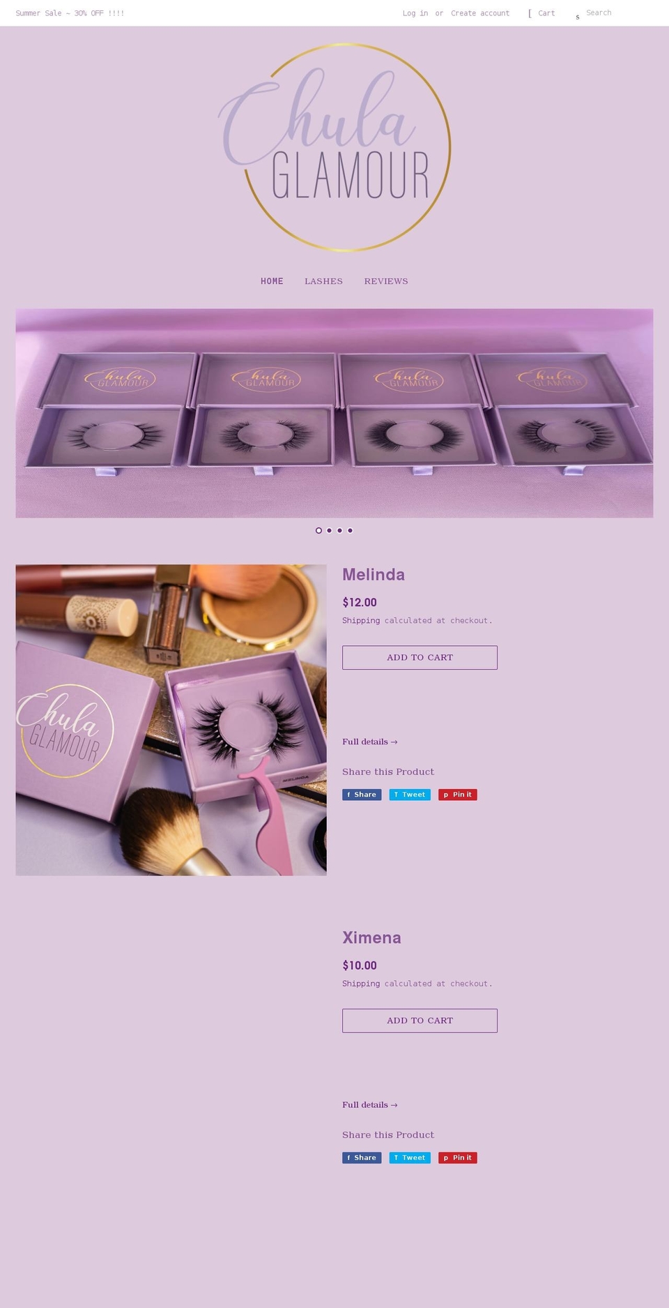 chulaglamour.com shopify website screenshot