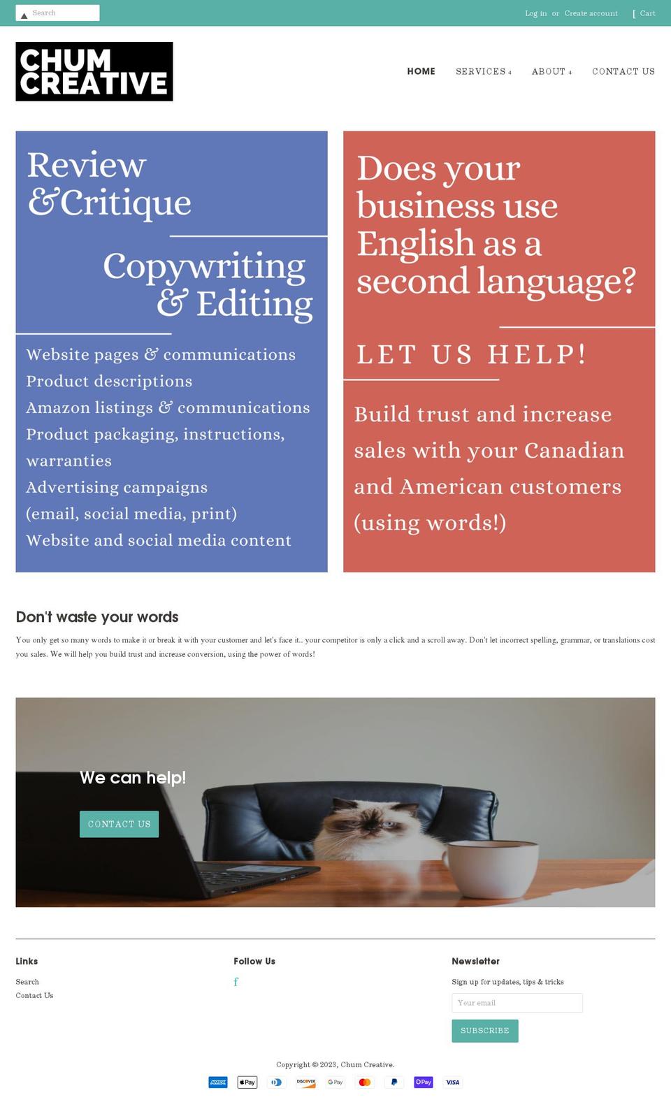 chumcreative.com shopify website screenshot