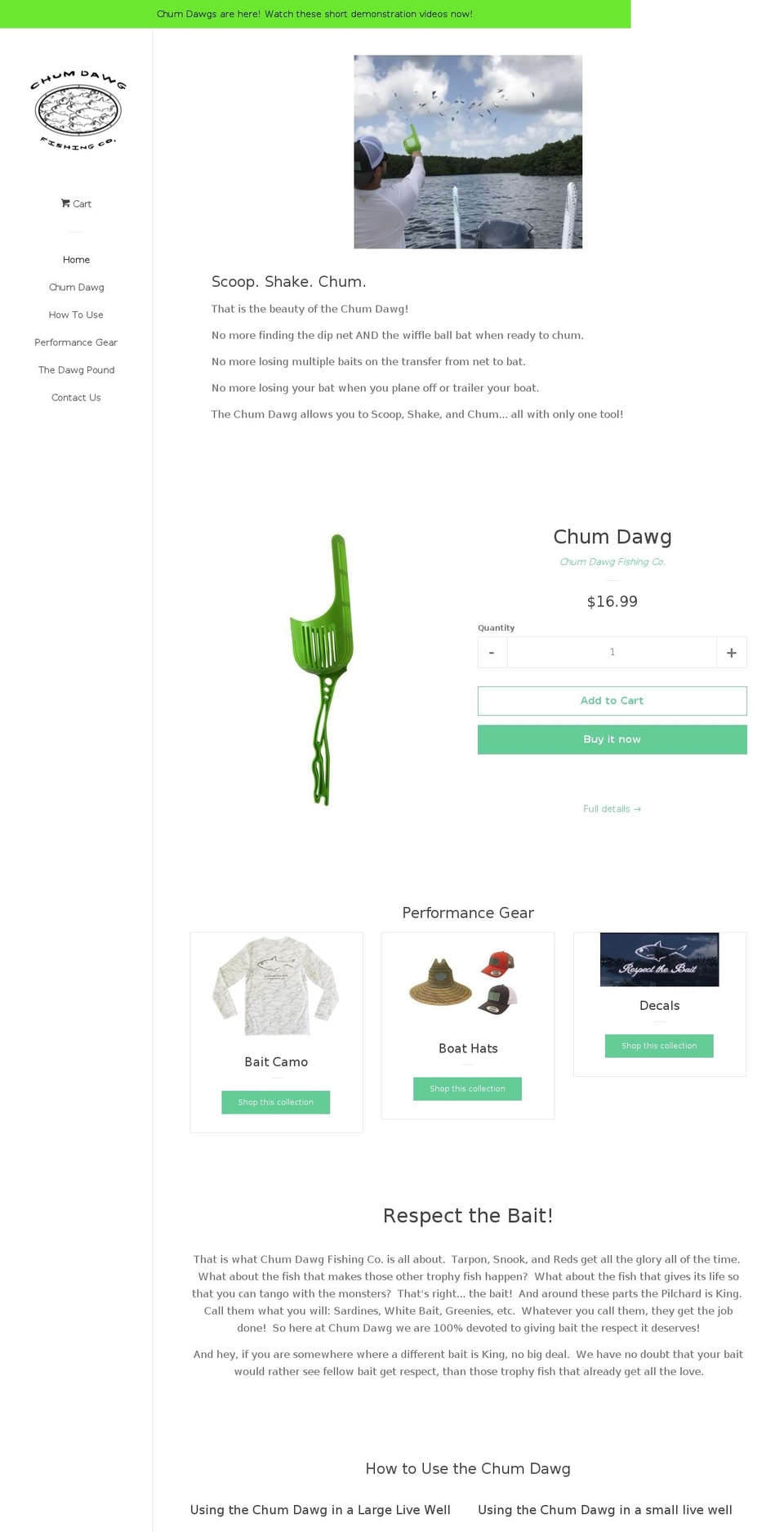 chumdawg.com — Shopify storefront screenshot