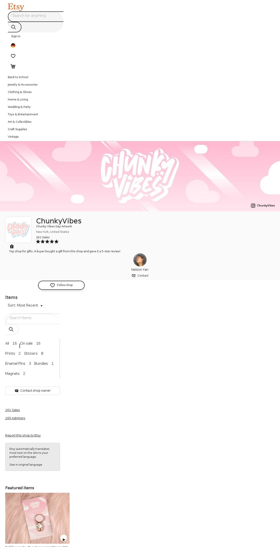 chunkyvibes.com — Shopify storefront screenshot