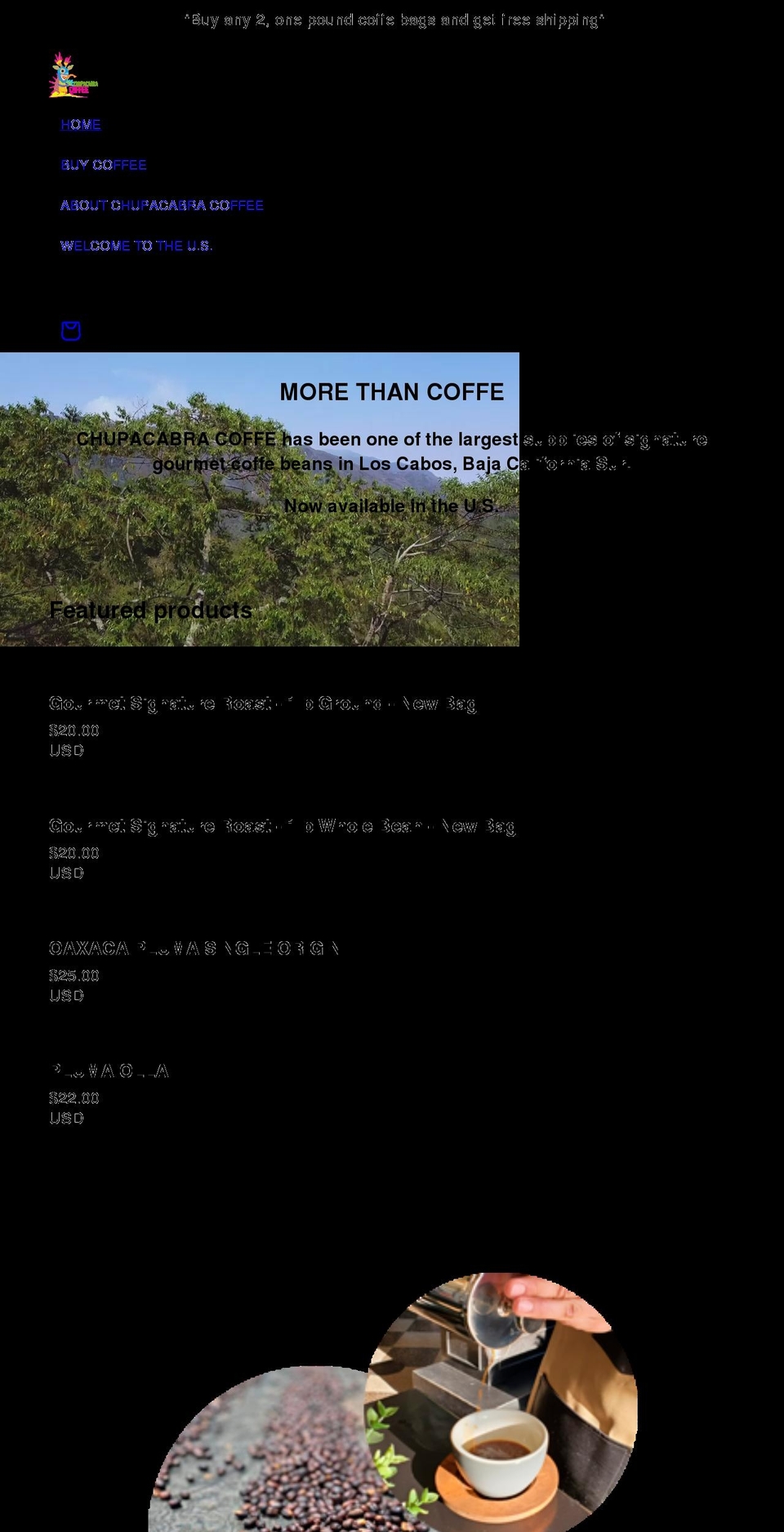 chupacabra-coffee.com shopify website screenshot
