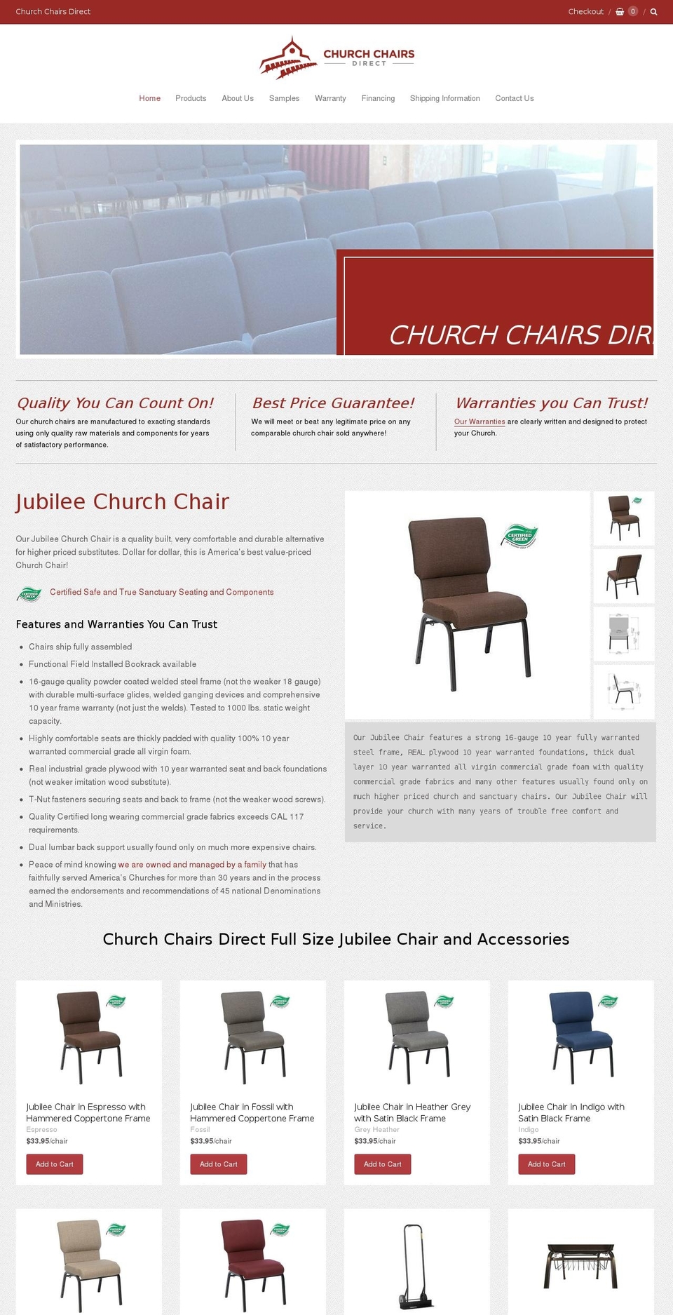 churchchairsdirect.com — Shopify storefront screenshot