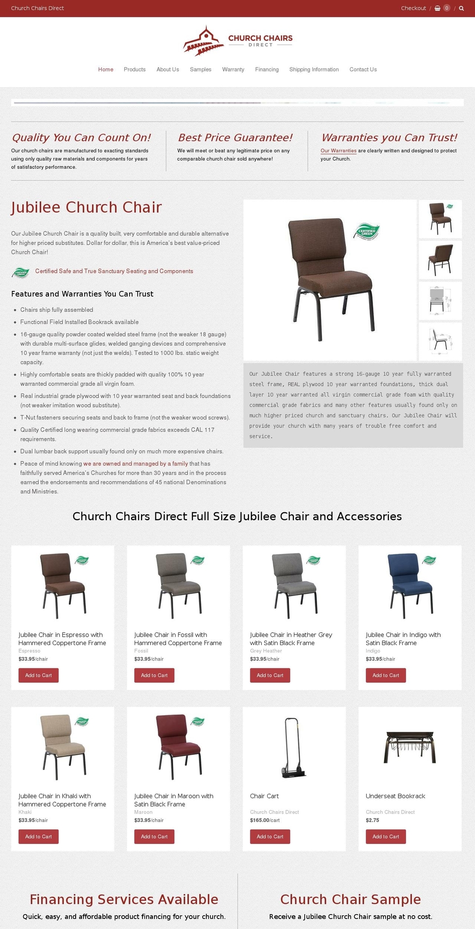churchchairsdirect.org shopify website screenshot