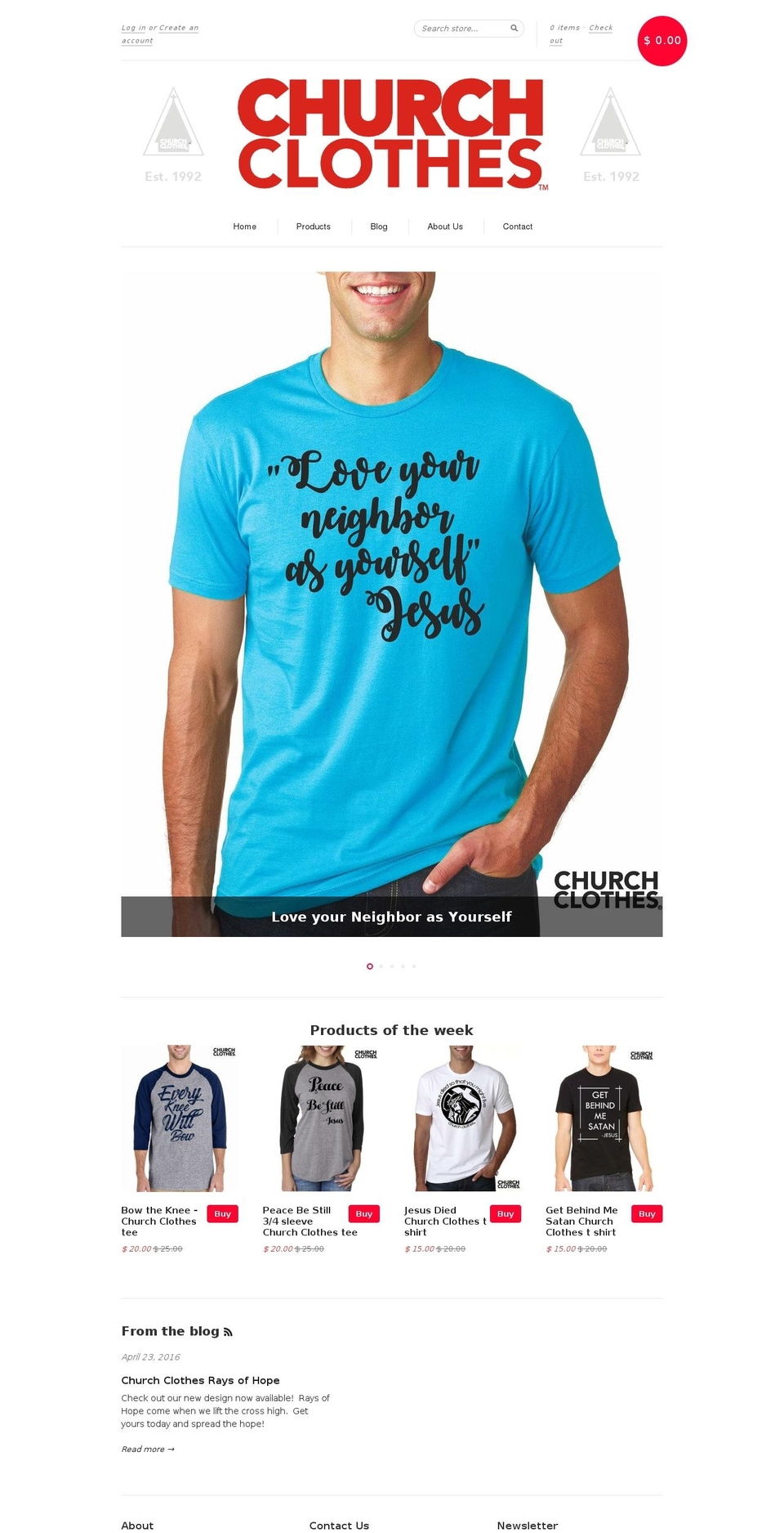 churchclothes.com shopify website screenshot