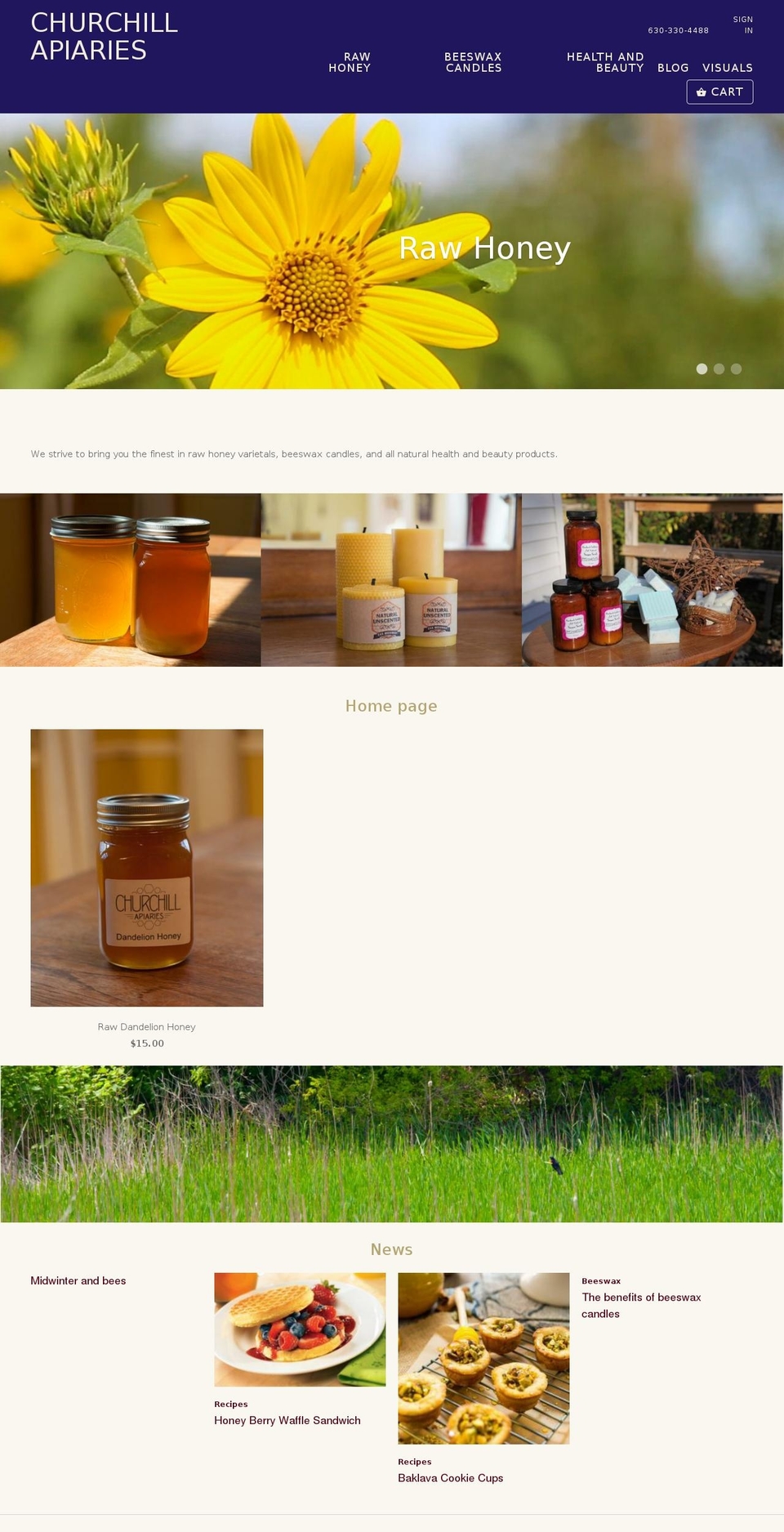 churchillapiaries.com — Shopify storefront screenshot
