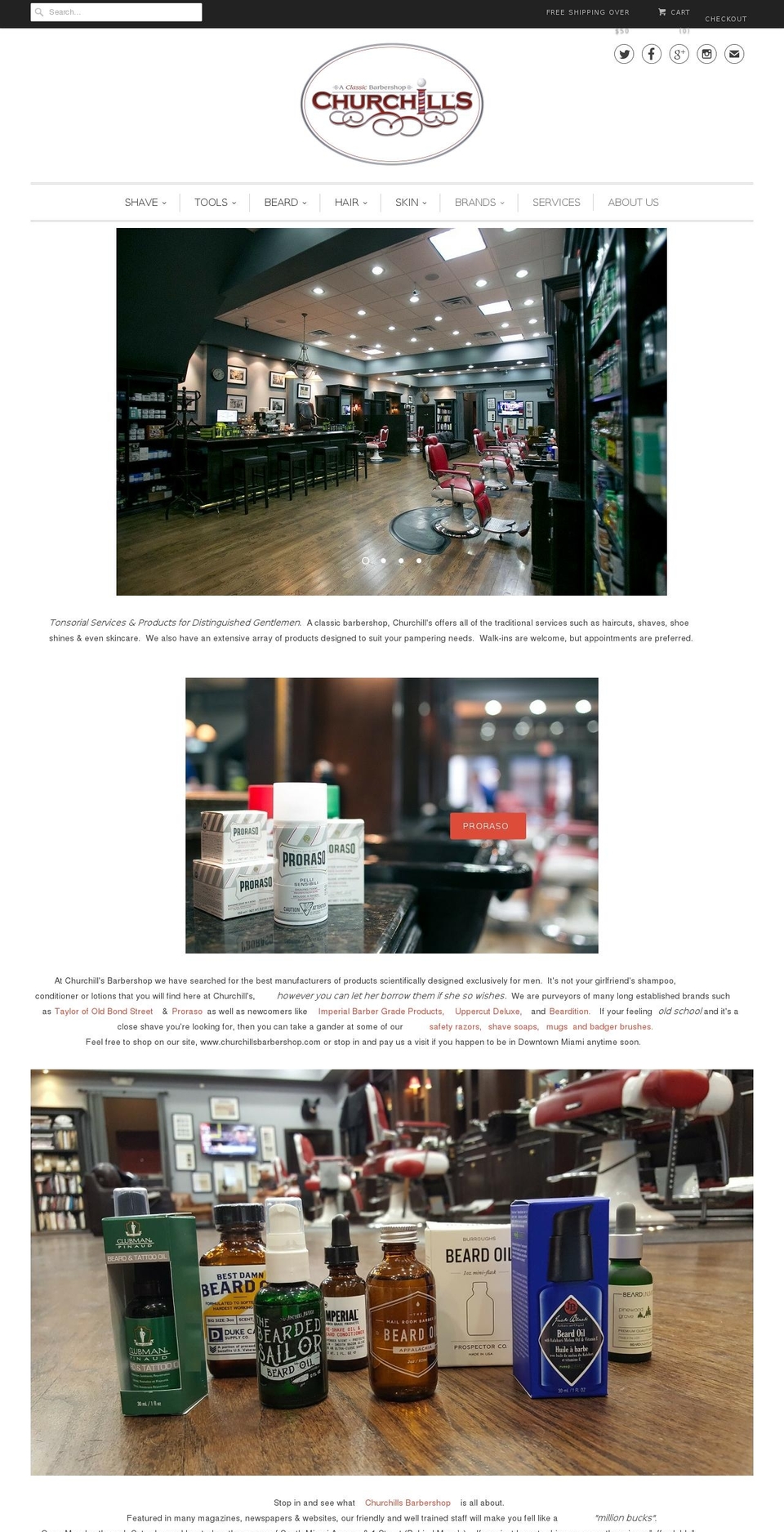 churchillsbarbershop.com shopify website screenshot