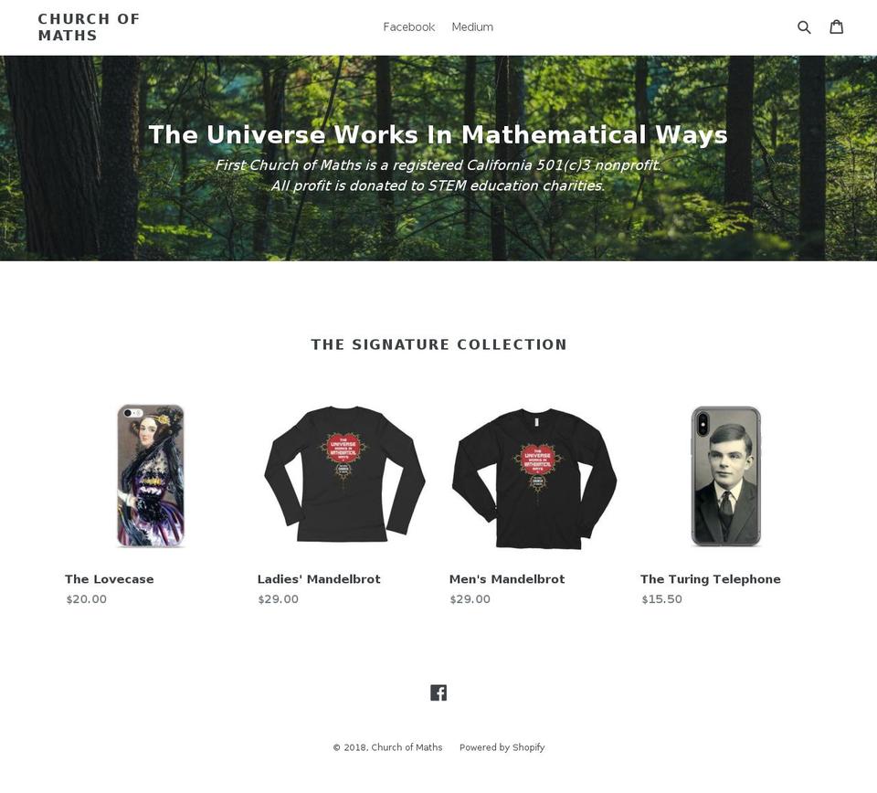 churchofmaths.com shopify website screenshot
