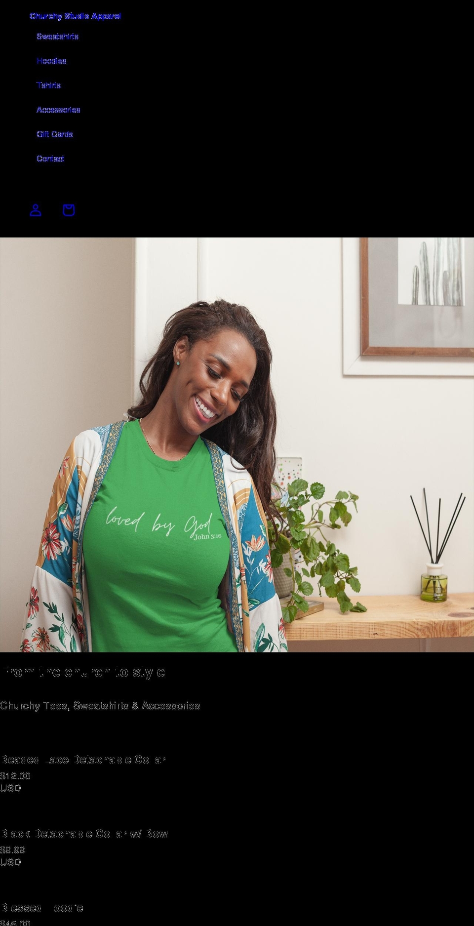 churchystudioapparel.com shopify website screenshot