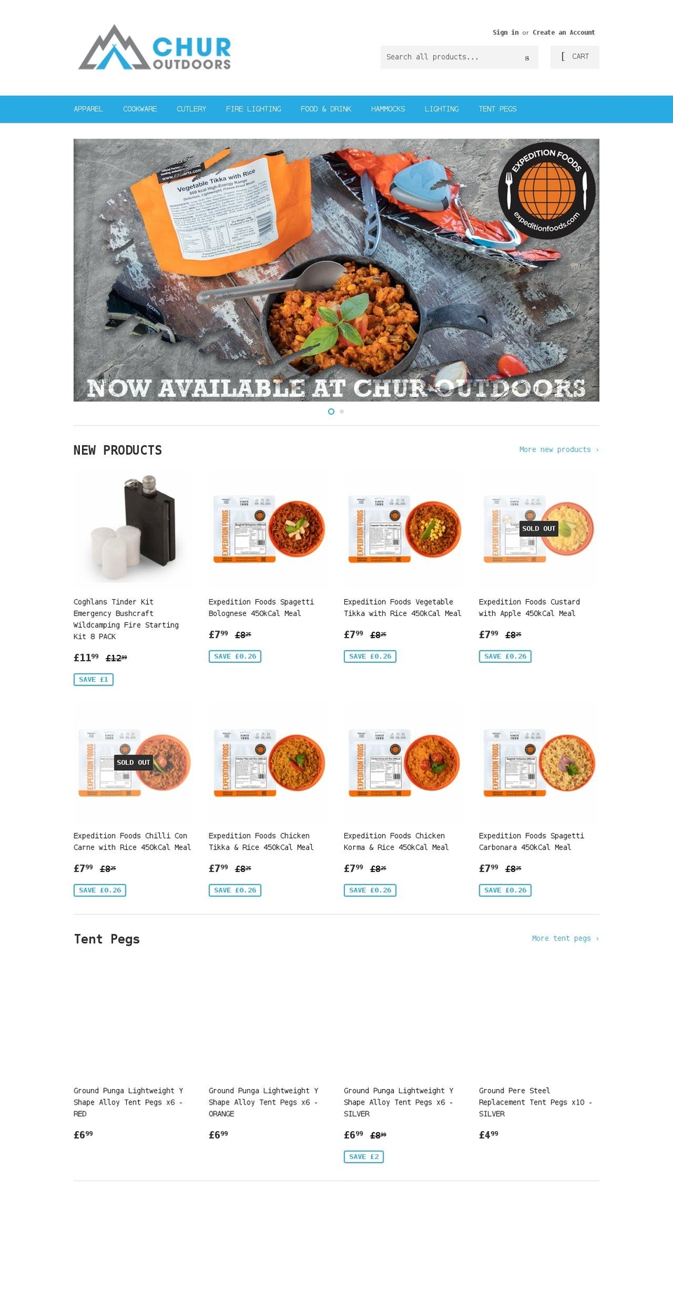 churoutdoors.co.uk shopify website screenshot