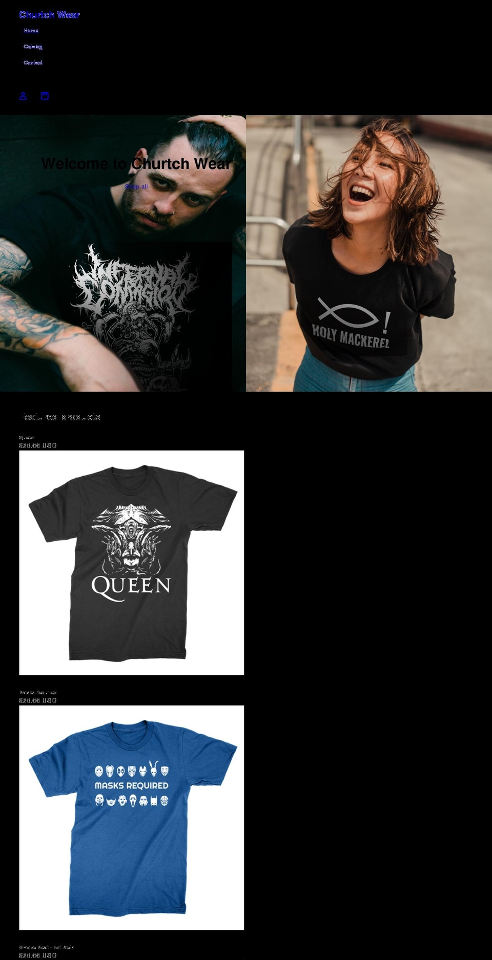 churtch-wear.com shopify website screenshot