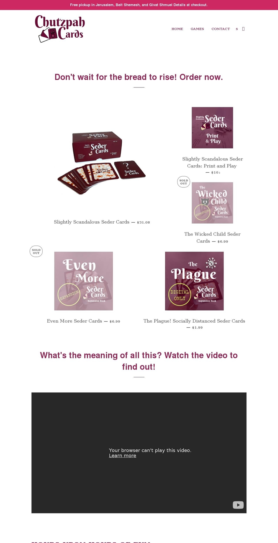 chutzpah-cards.myshopify.com shopify website screenshot