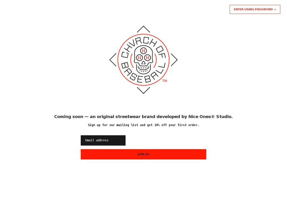 chvrchofbaseball.com — Shopify storefront screenshot