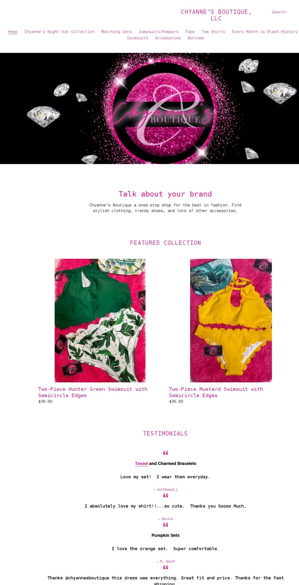 chyannesboutique.com shopify website screenshot