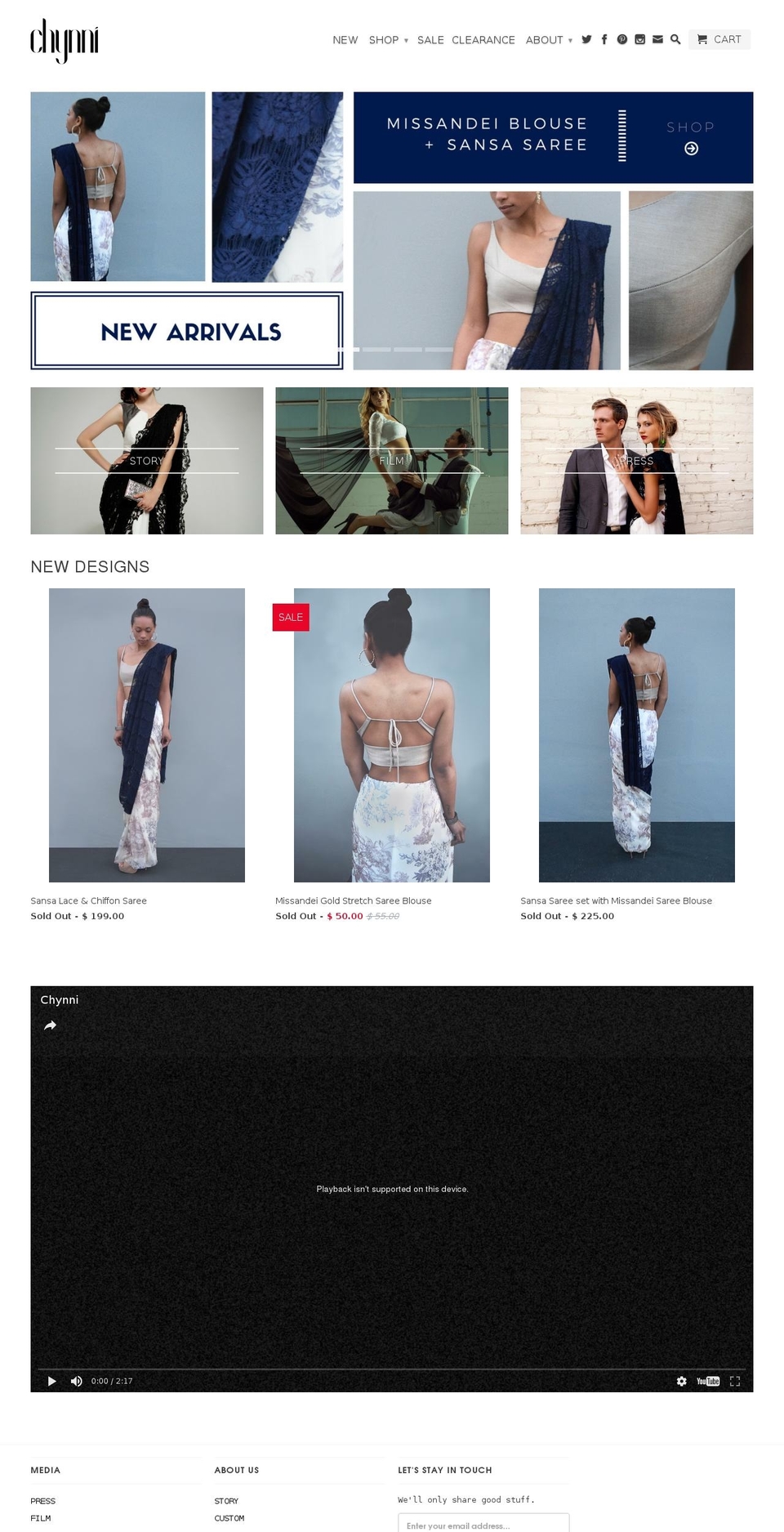 chynni.com shopify website screenshot