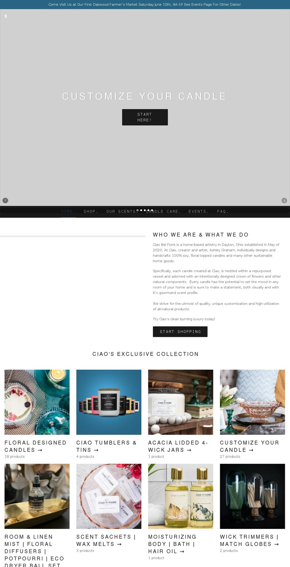 ciaobelfiore.com shopify website screenshot