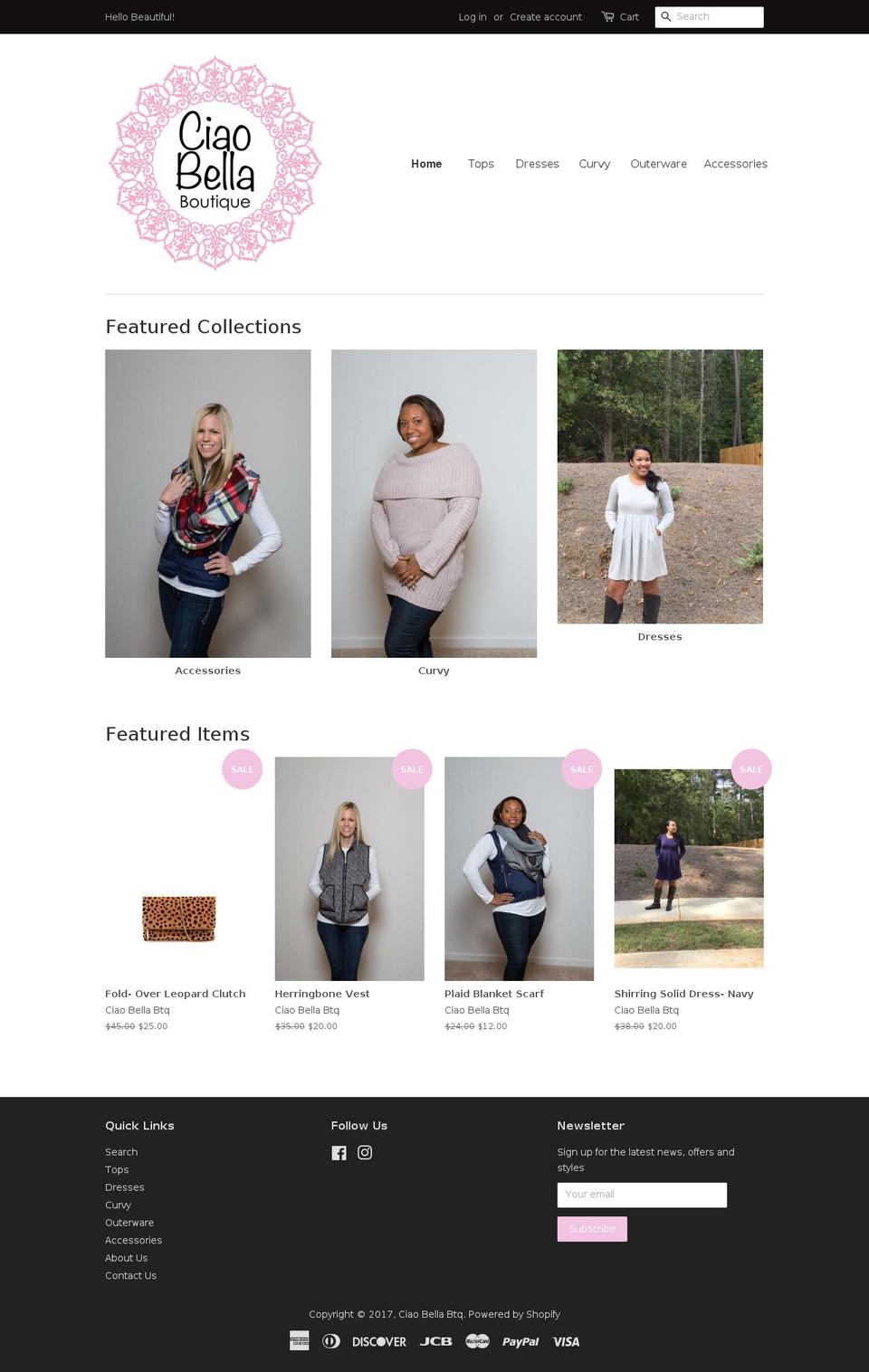 ciaobellabtq.com shopify website screenshot