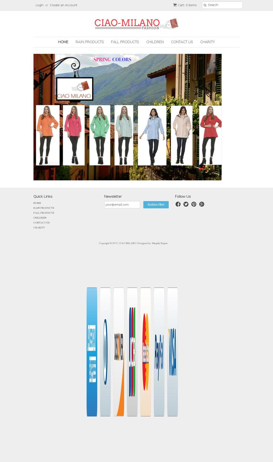 ciaomilanofashion.org shopify website screenshot