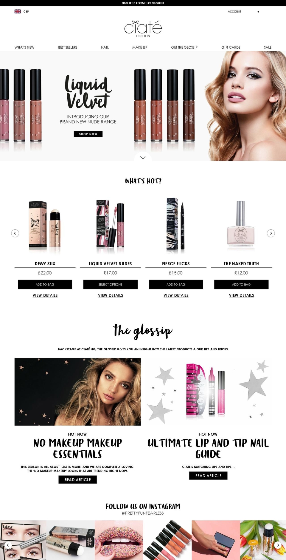 ciatelondon.com shopify website screenshot