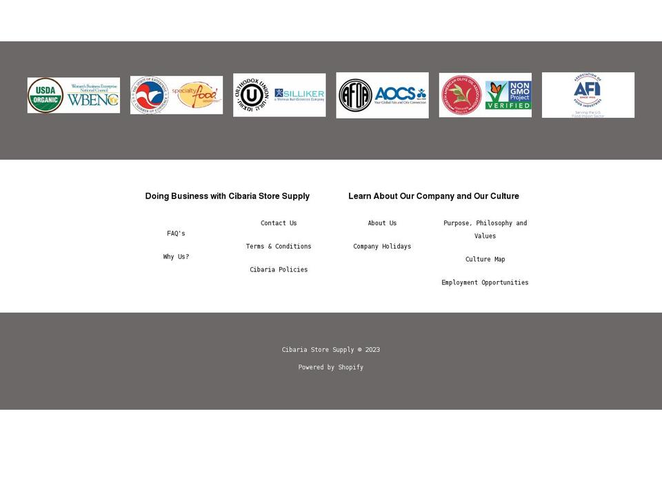 cibaria.myshopify.com shopify website screenshot