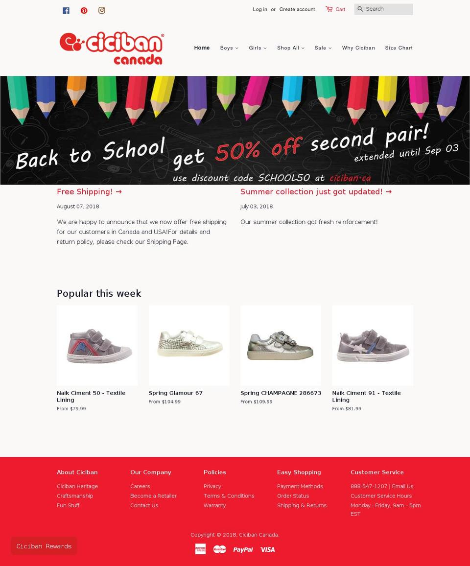 cicibanshoes.com — Shopify storefront screenshot
