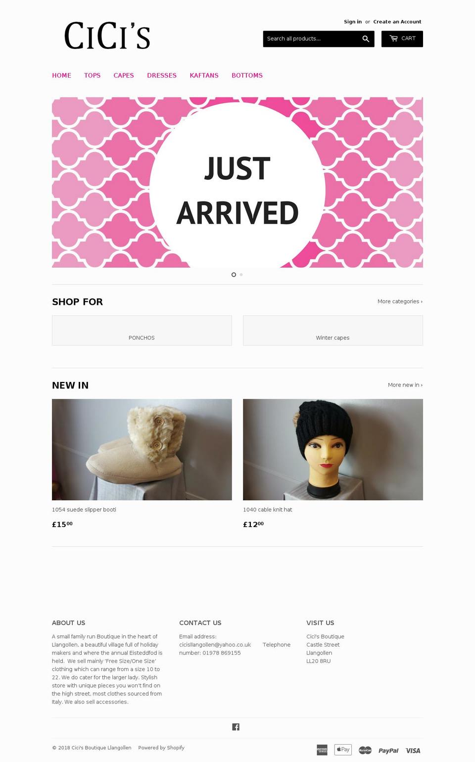 cicisboutiquellangollen.com — Shopify storefront screenshot