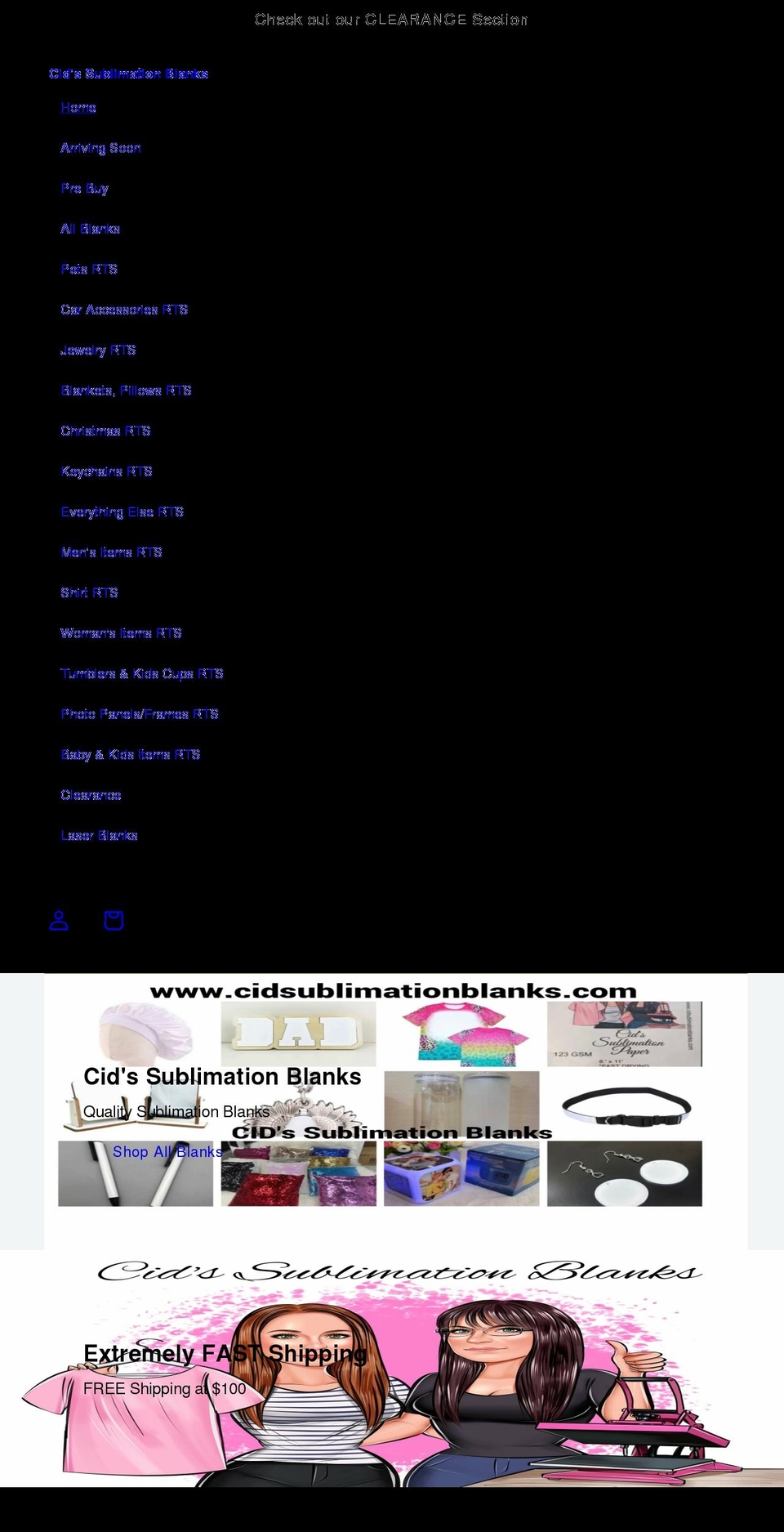 cidsublimationblanks.com shopify website screenshot