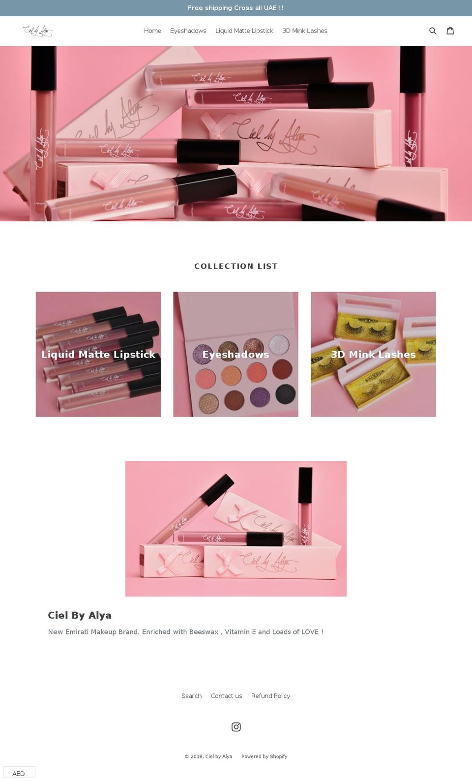cielbyalya.com — Shopify storefront screenshot